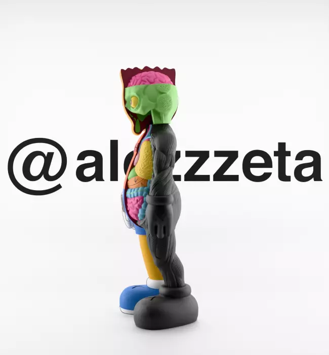 Kaws Bart Simpson Flayed Open Textured Low-poly 3D model_8