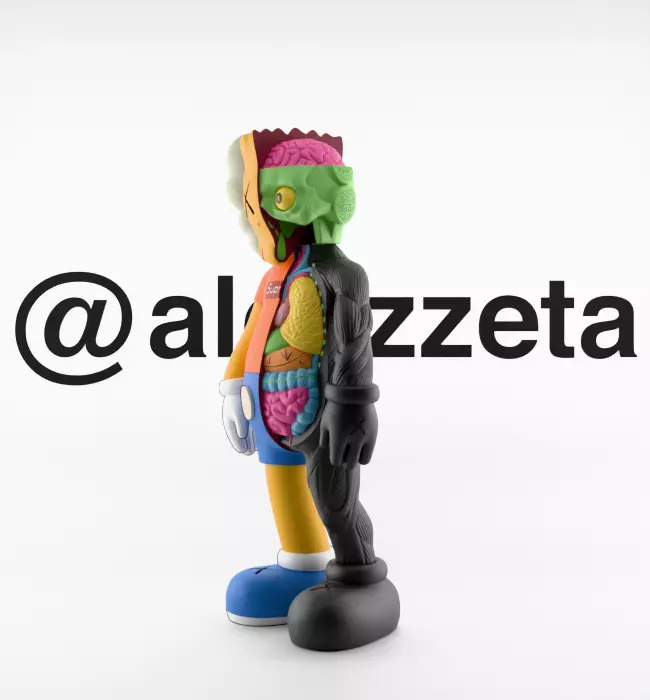 Kaws Bart Simpson Flayed Open Textured Low-poly 3D model_6