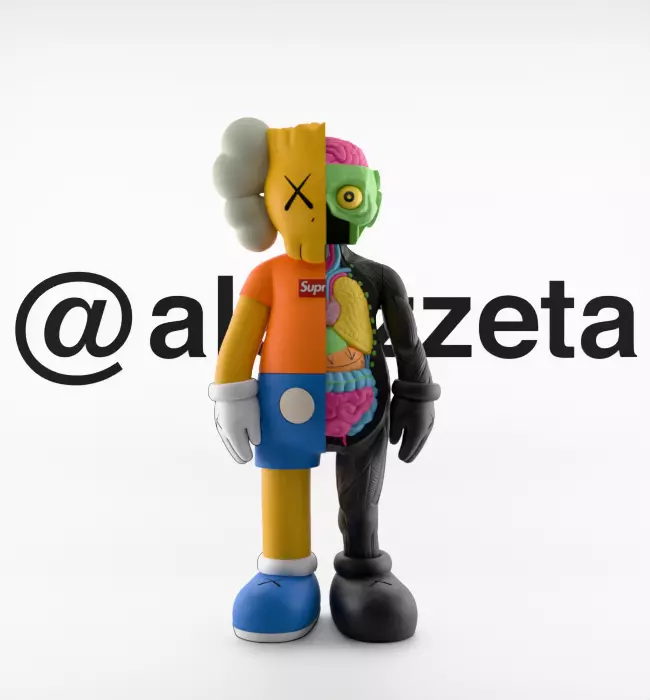 Kaws Bart Simpson Flayed Open Textured Low-poly 3D model_1