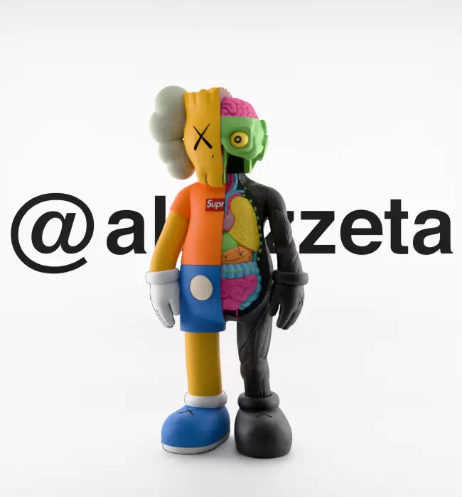 Kaws Bart Simpson Flayed Open Textured Low-poly 3D model_2