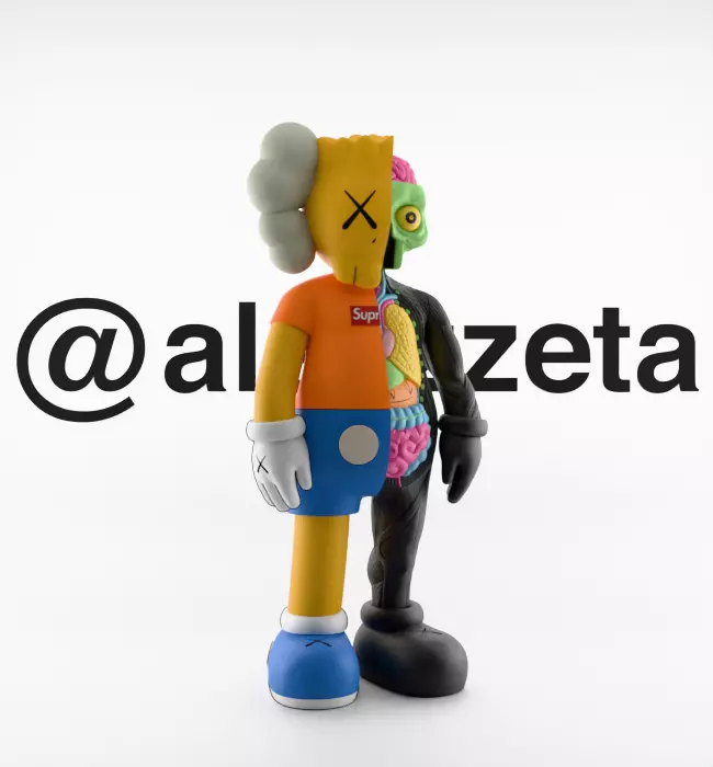 Kaws Bart Simpson Flayed Open Textured Low-poly 3D model_35