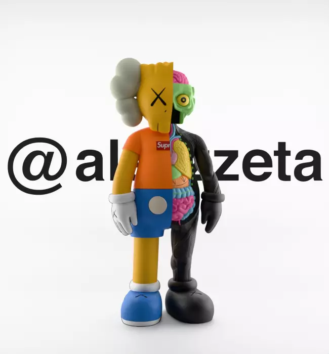 Kaws Bart Simpson Flayed Open Textured Low-poly 3D model_36