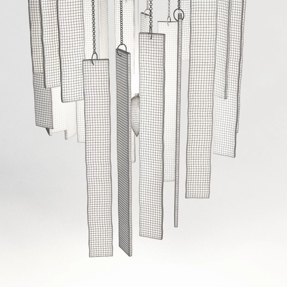 Glass Plate Brass Ceiling Pendant 3D model_3