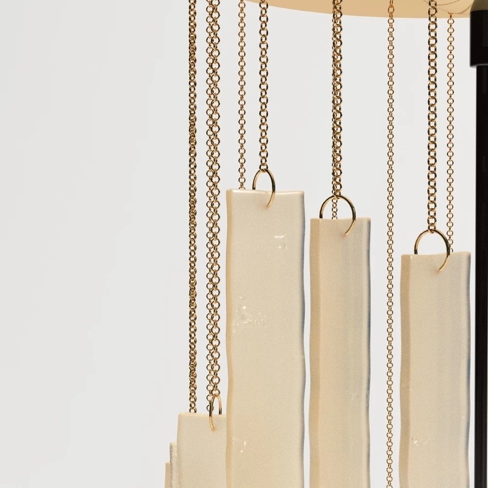 Glass Plate Brass Ceiling Pendant 3D model_4