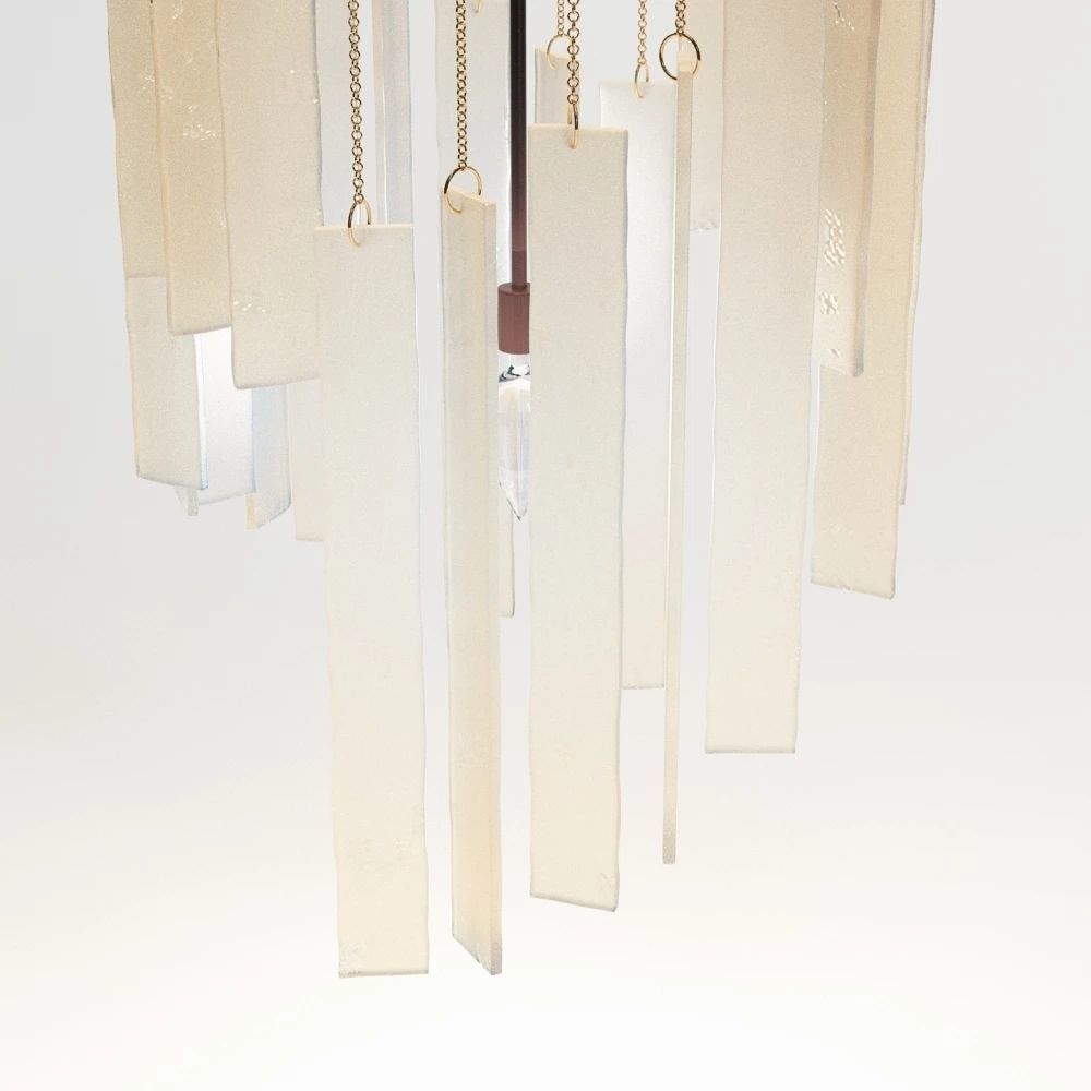 Glass Plate Brass Ceiling Pendant 3D model_2