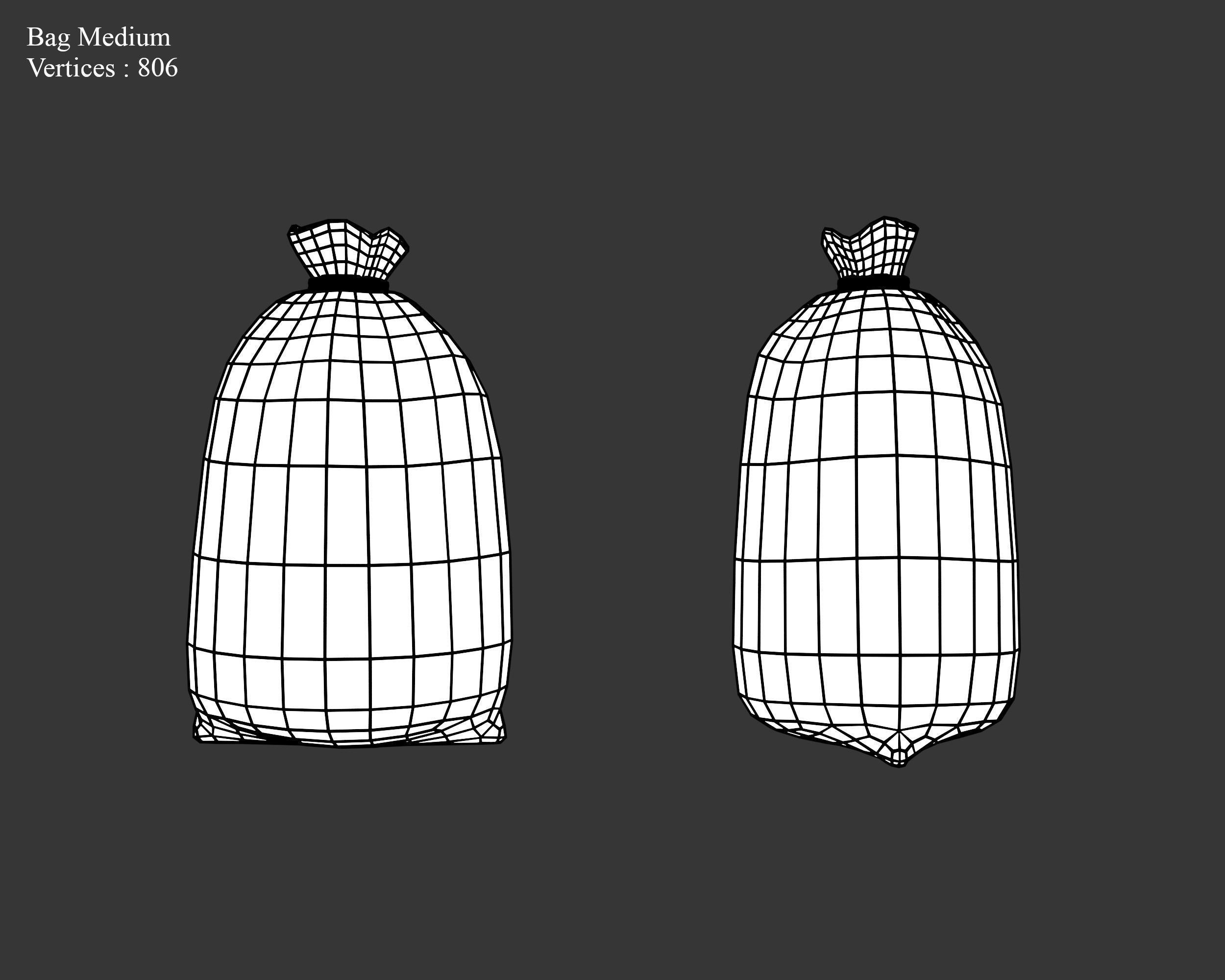 Medieval Containers Burlap Sacks Low-poly 3D model_8