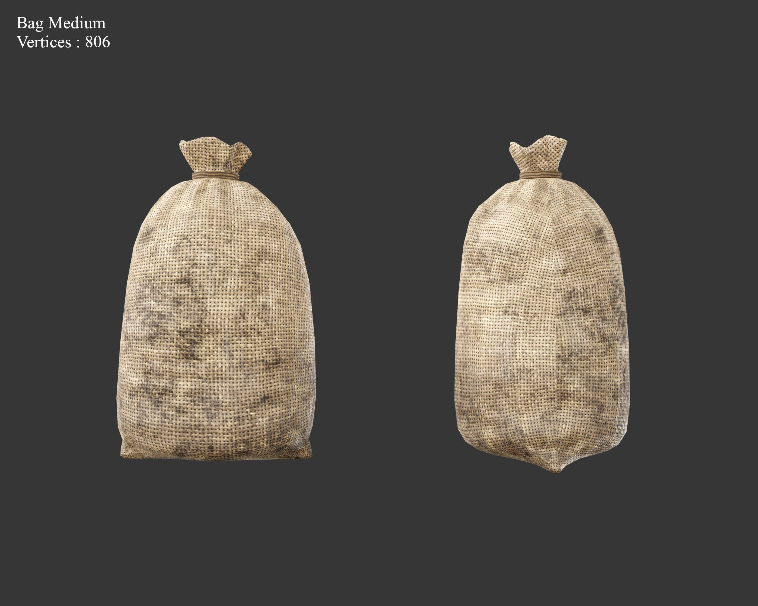 Medieval Containers Burlap Sacks Low-poly 3D model_6