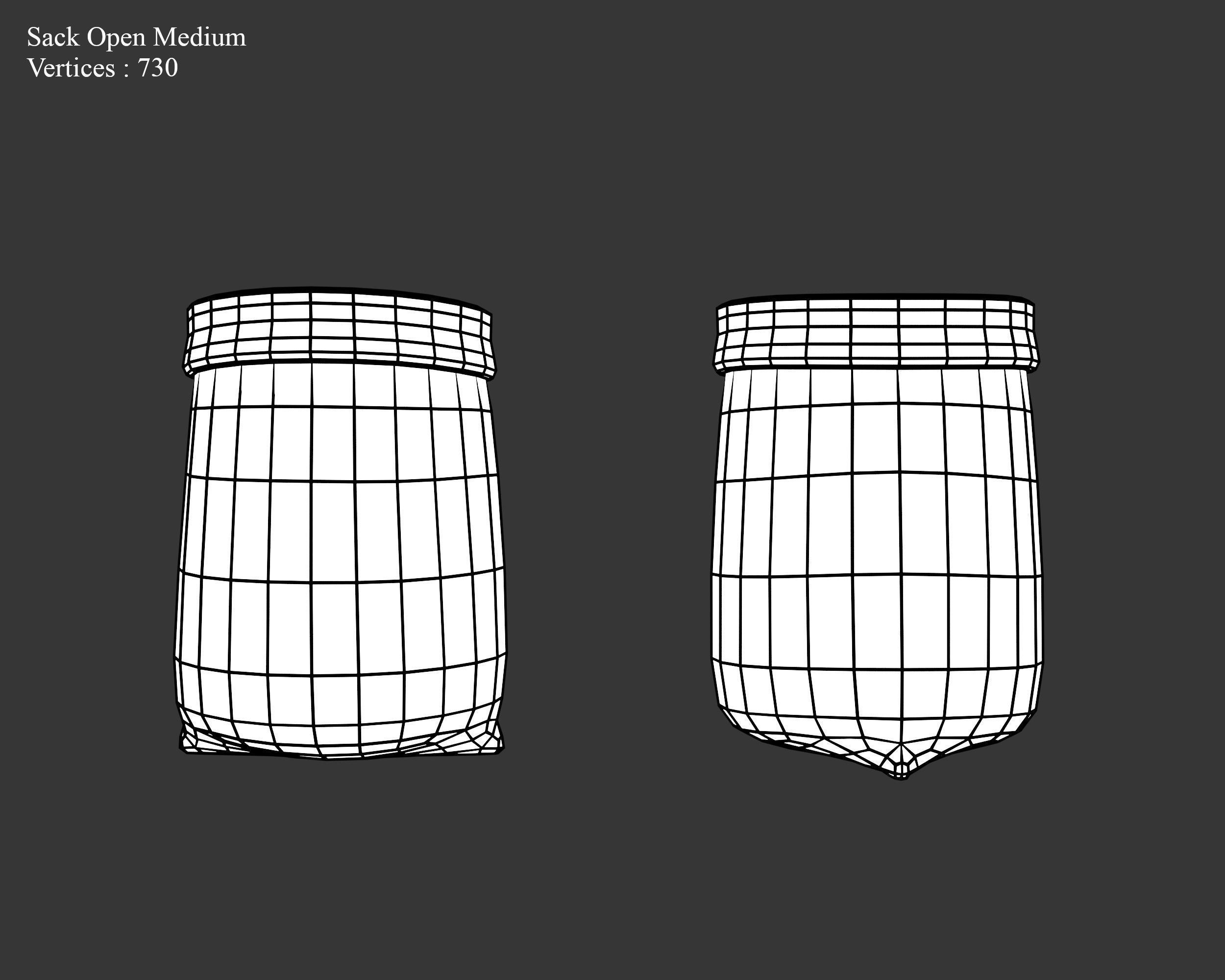 Medieval Containers Burlap Sacks Low-poly 3D model_17