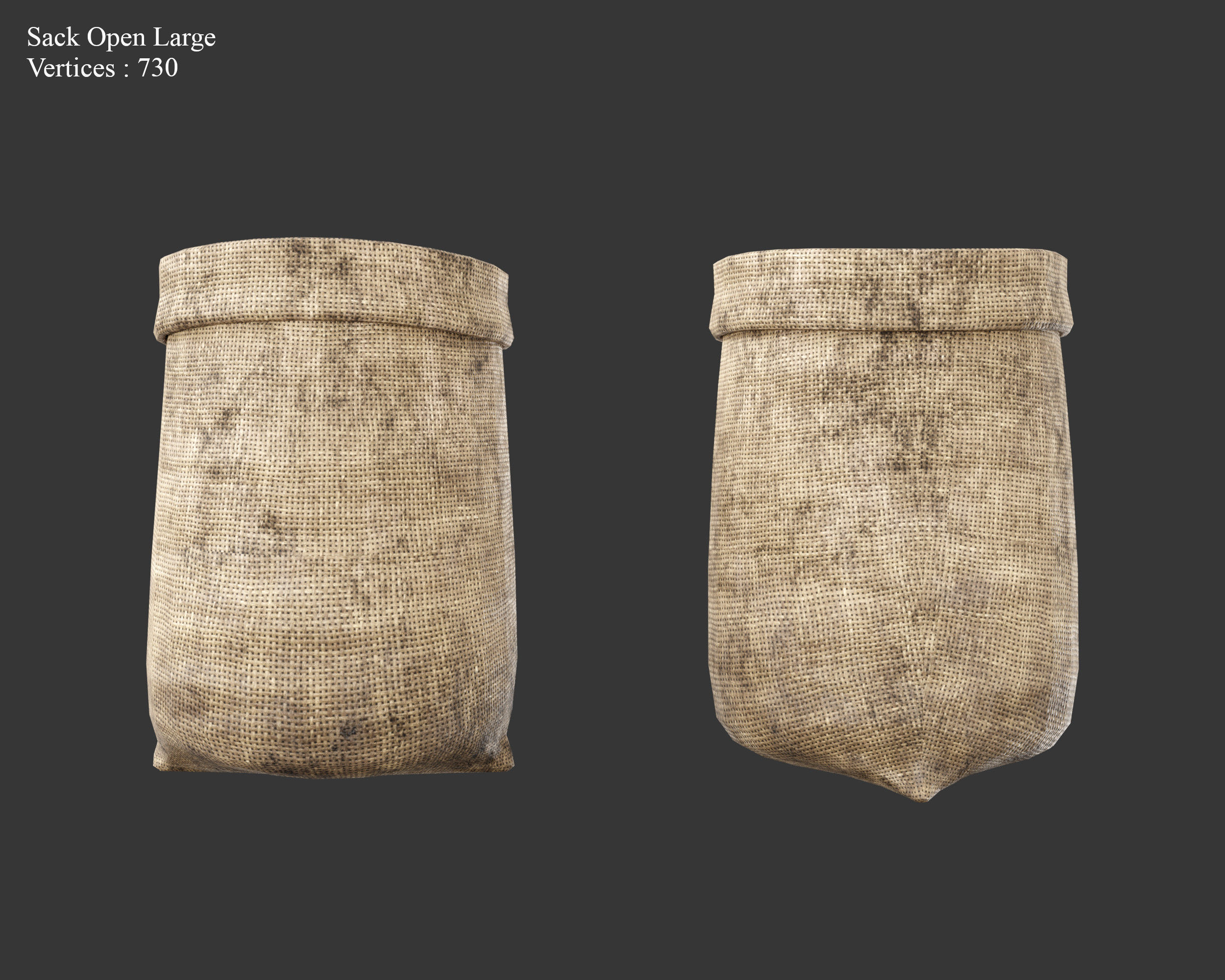 Medieval Containers Burlap Sacks Low-poly 3D model_12