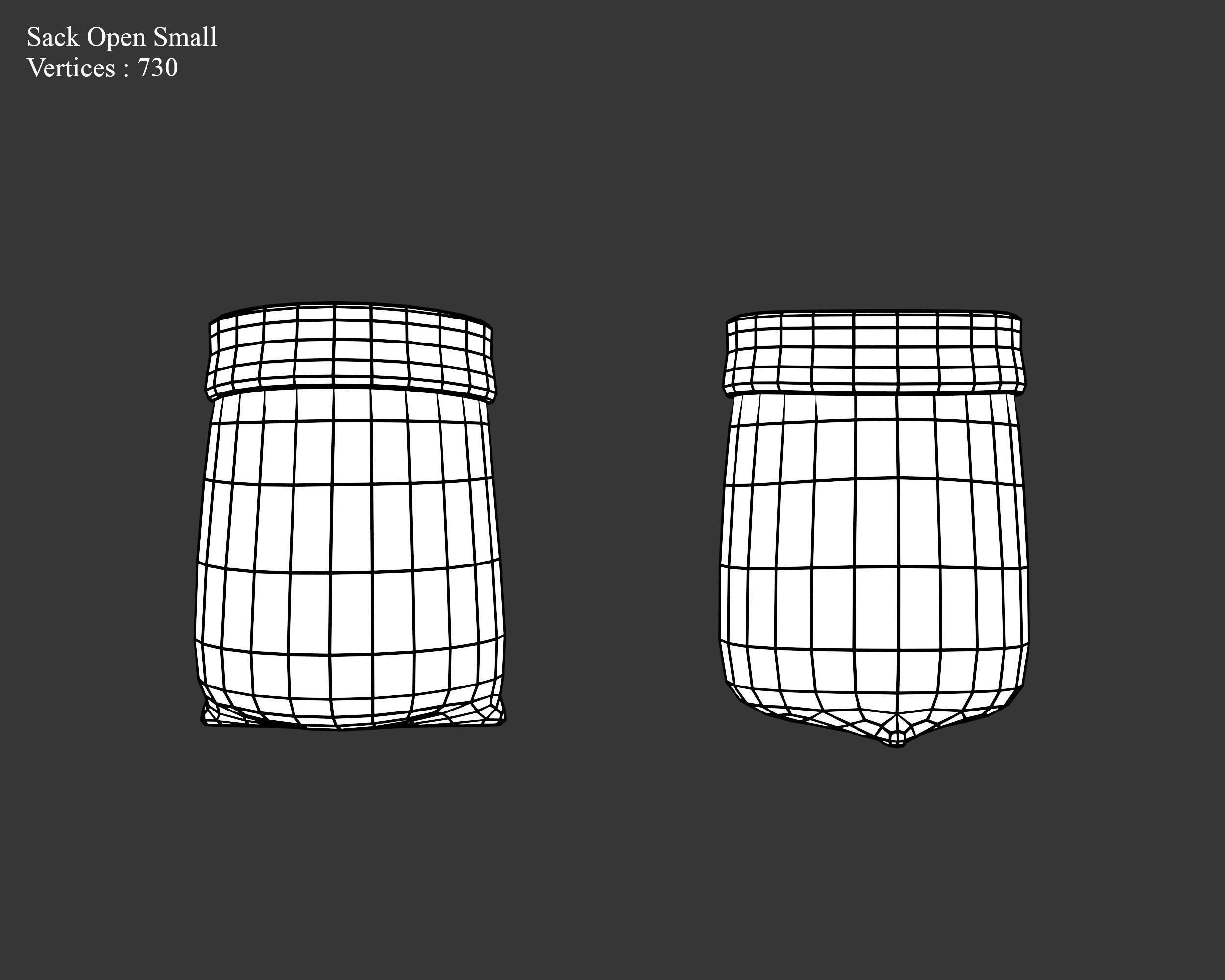 Medieval Containers Burlap Sacks Low-poly 3D model_20