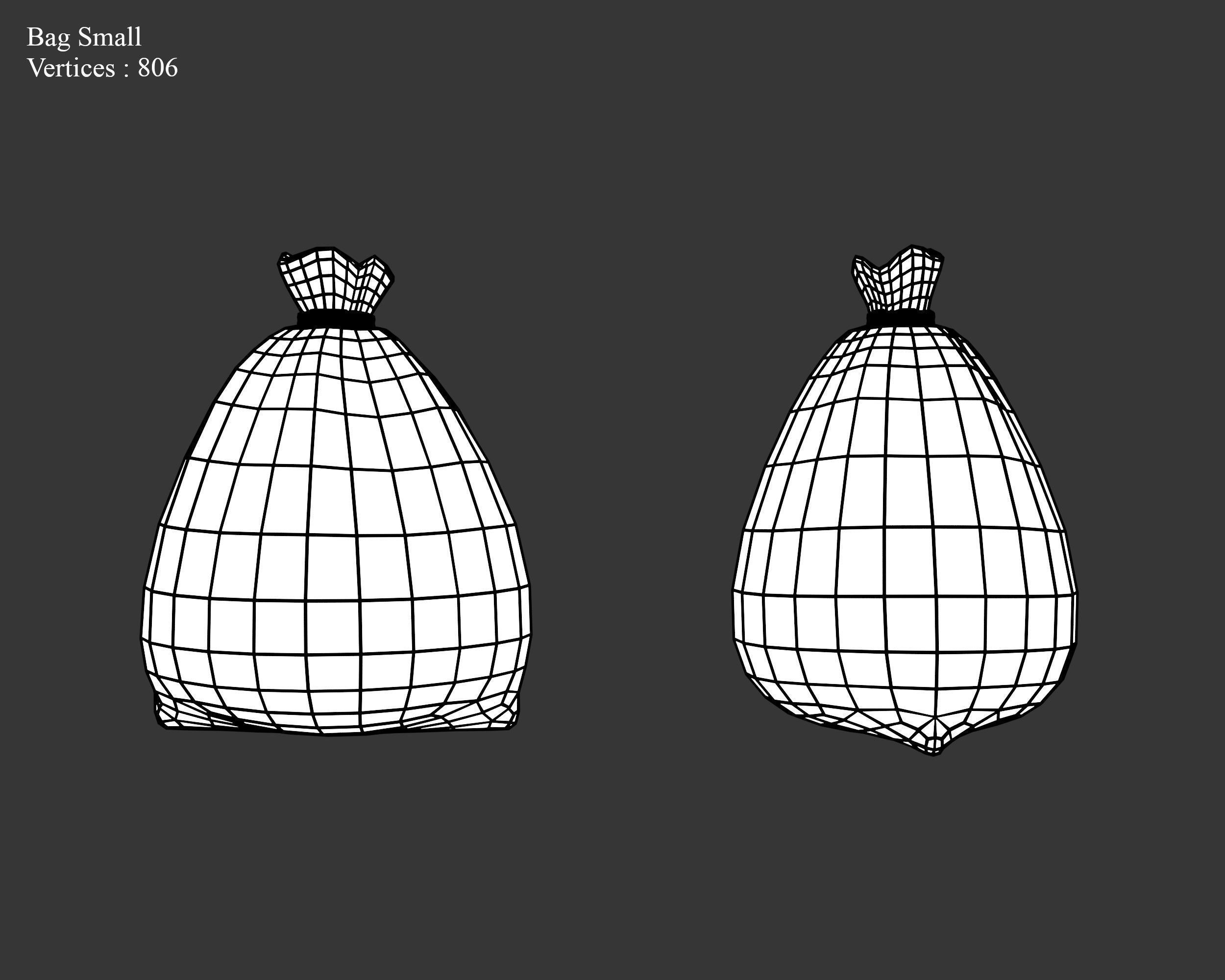 Medieval Containers Burlap Sacks Low-poly 3D model_11