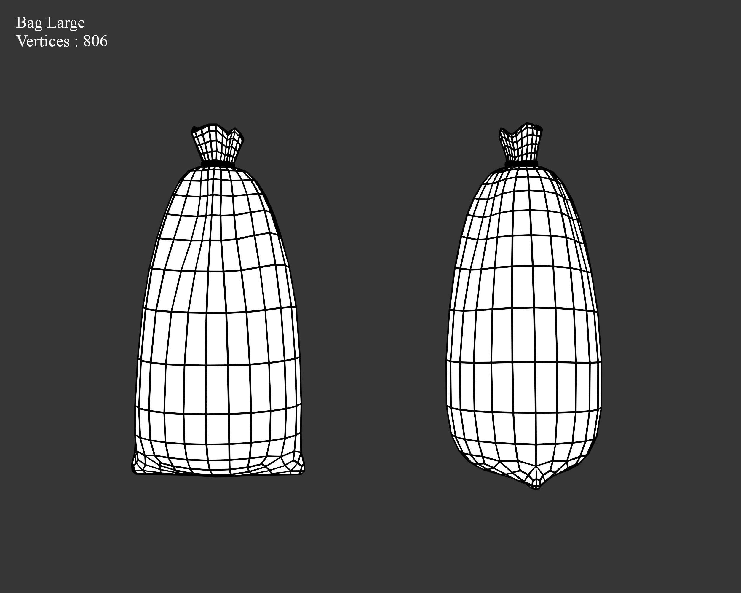 Medieval Containers Burlap Sacks Low-poly 3D model_5