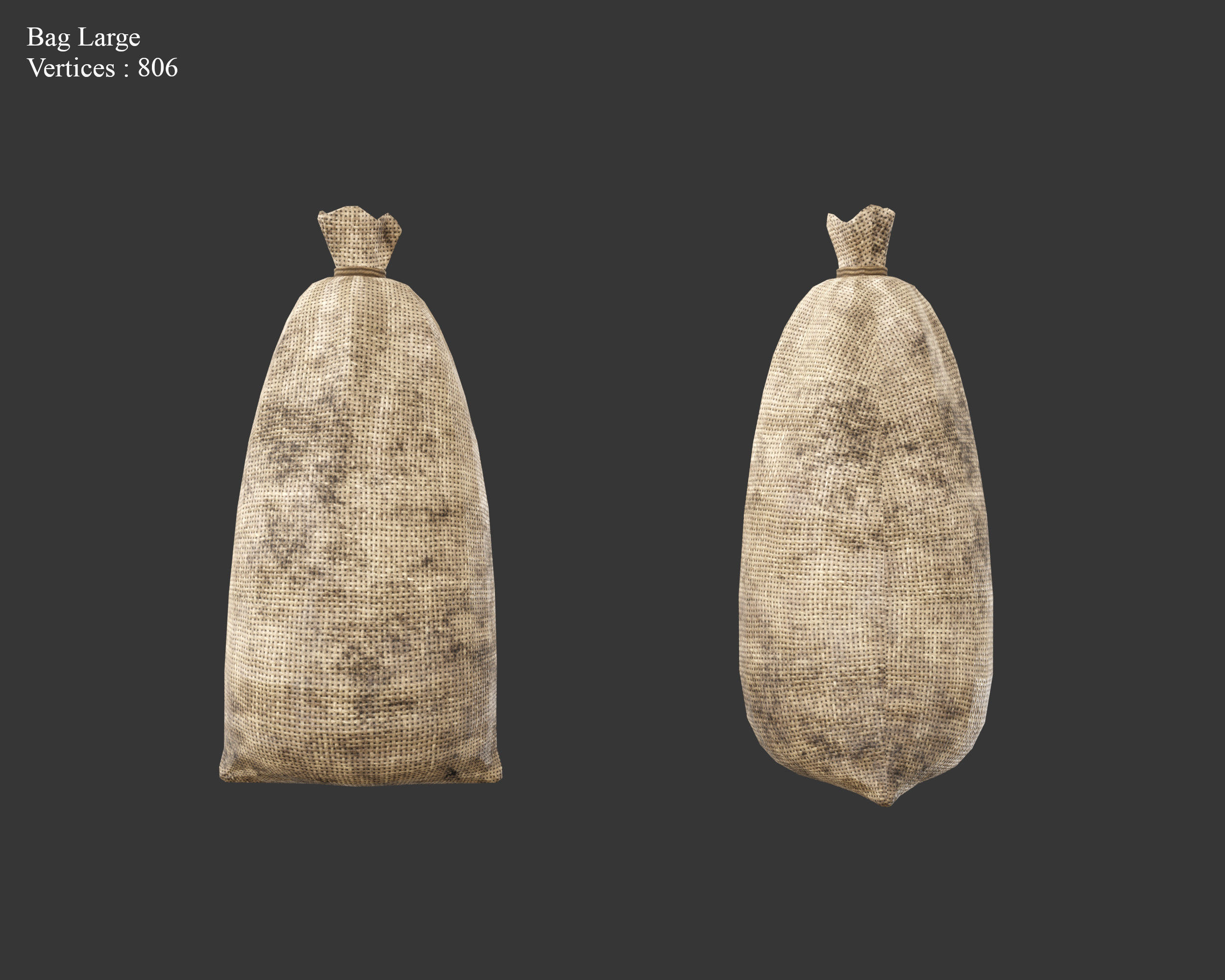 Medieval Containers Burlap Sacks Low-poly 3D model_3