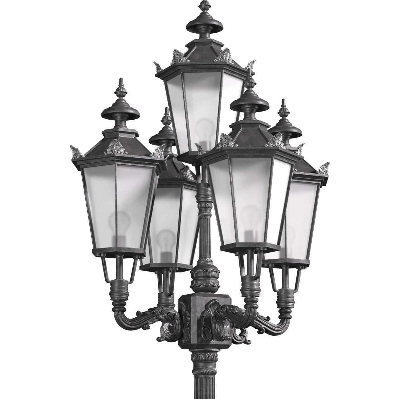 Classical Outdoor Street Lamp Lantern 3D model_1