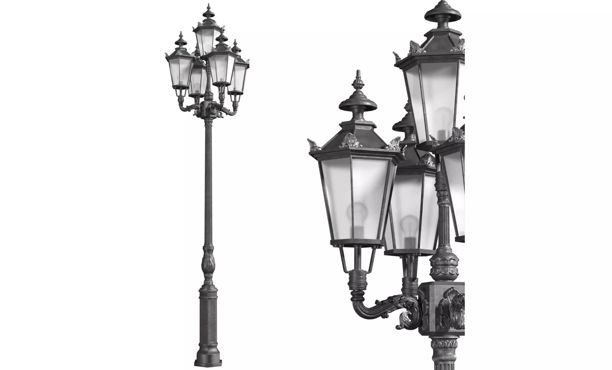 Classical Outdoor Street Lamp Lantern 3D model_0