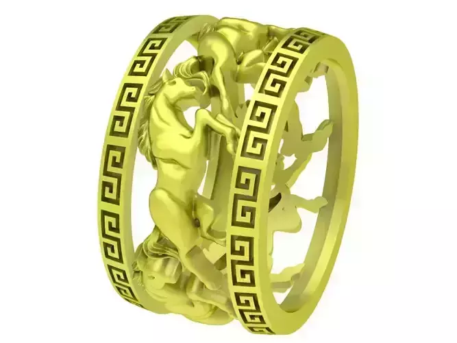 Luxury Dragon Band Ring with Greek Key Pattern 4097 3D print model
