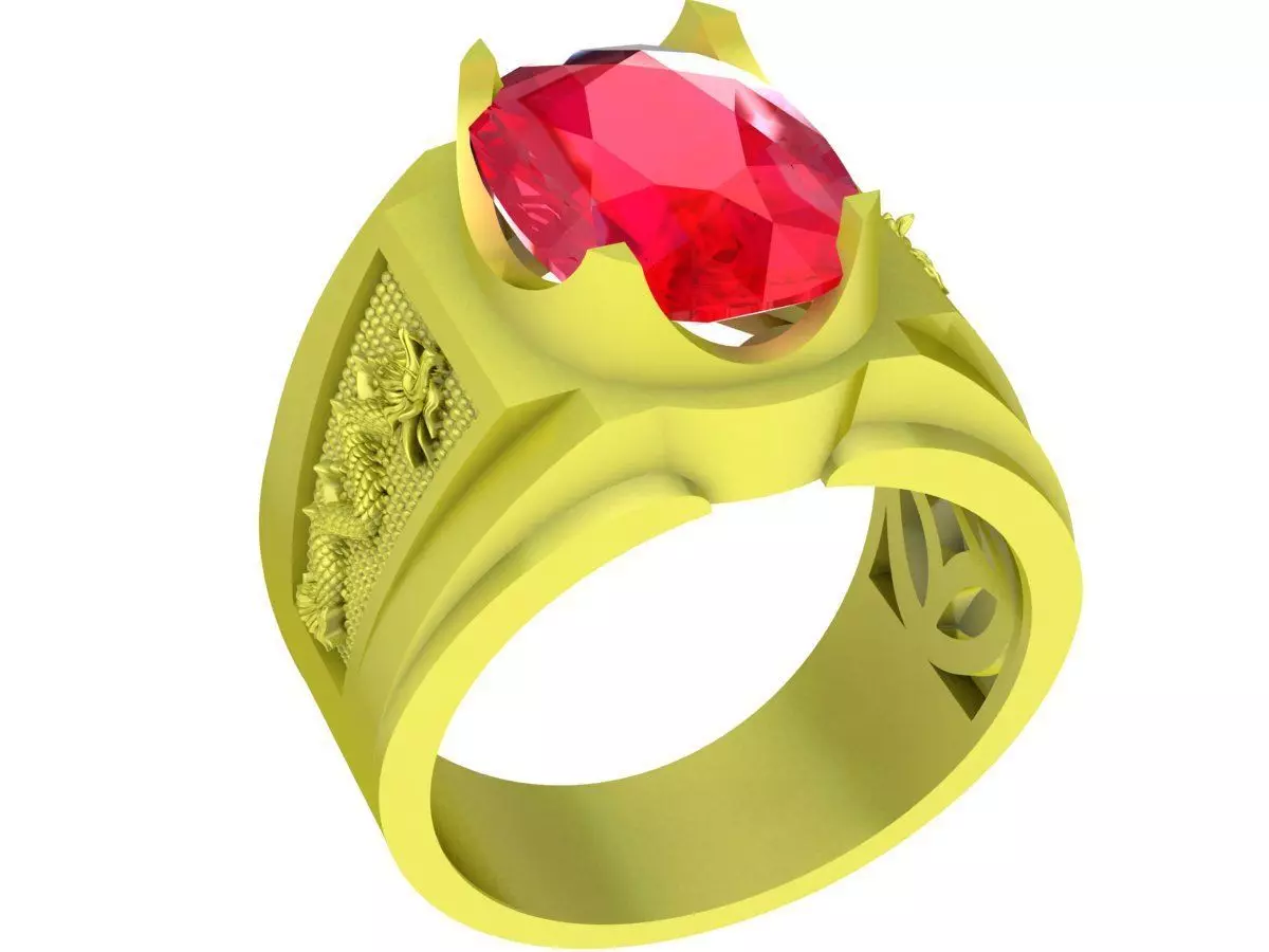 Luxury Oval Gemstone Men Ring Jewelry Design 4098 3D print model