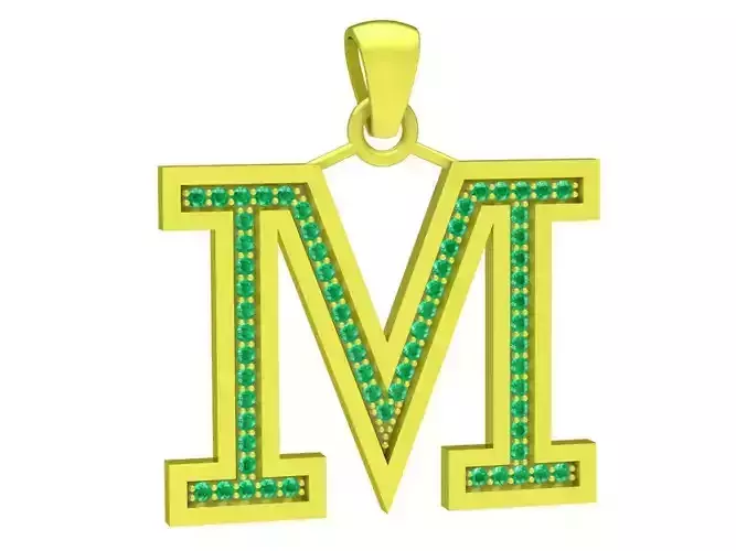 diamond M letter Pendant 4101