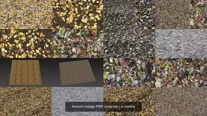 Autumn foliage PBR materials 3D Model Collection