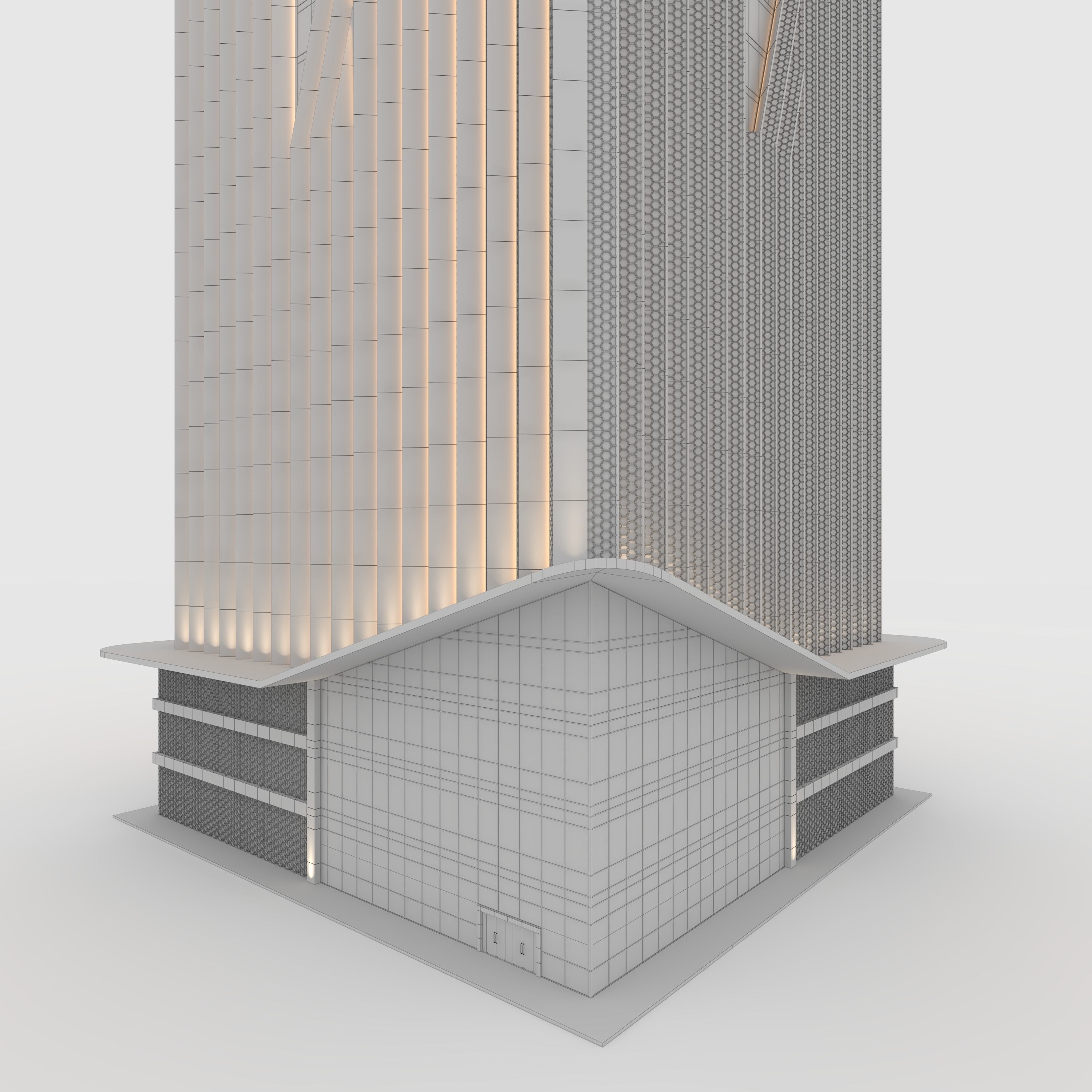 Tower 7 tall building with wooden facade 3D model_21