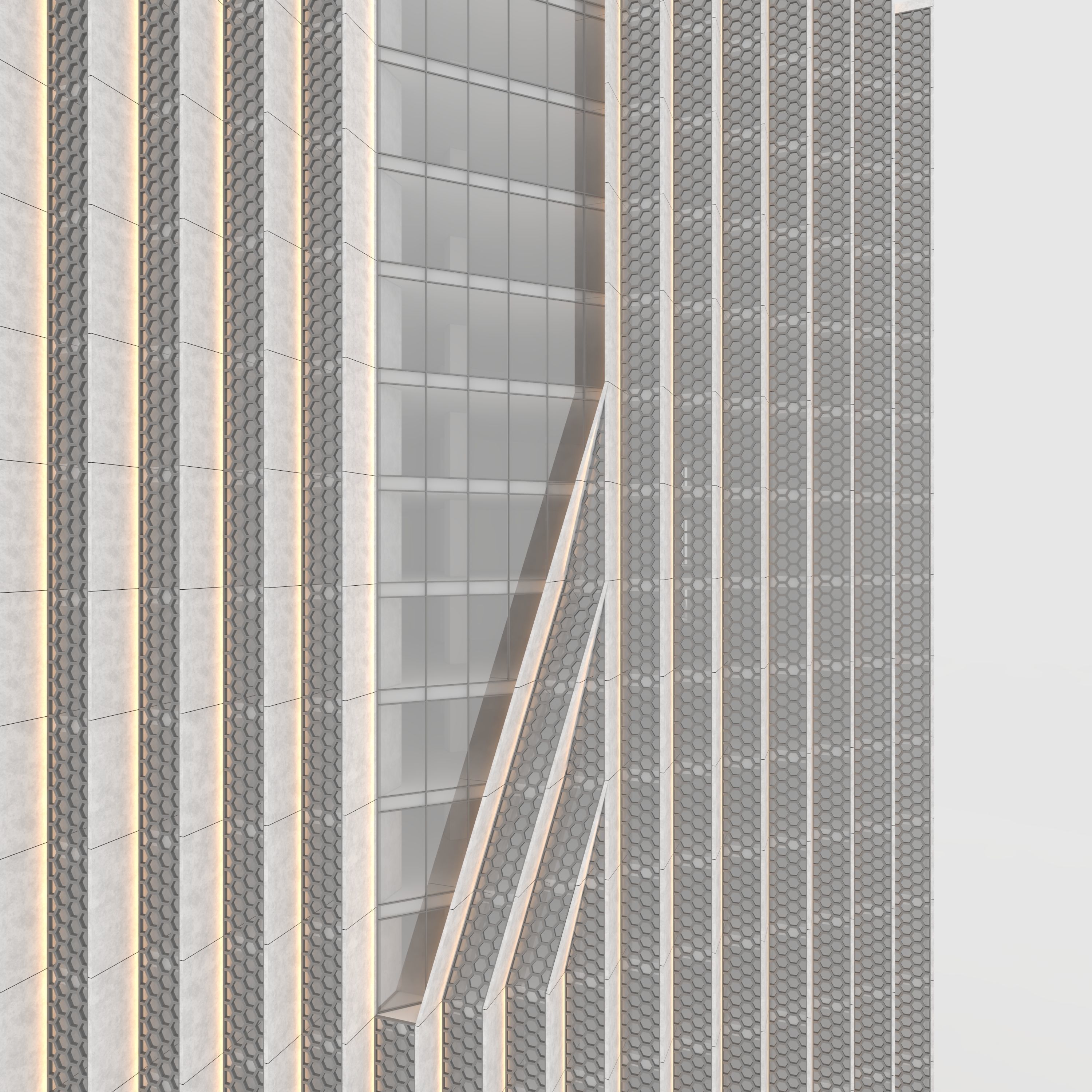 Tower 7 tall building with wooden facade 3D model_28