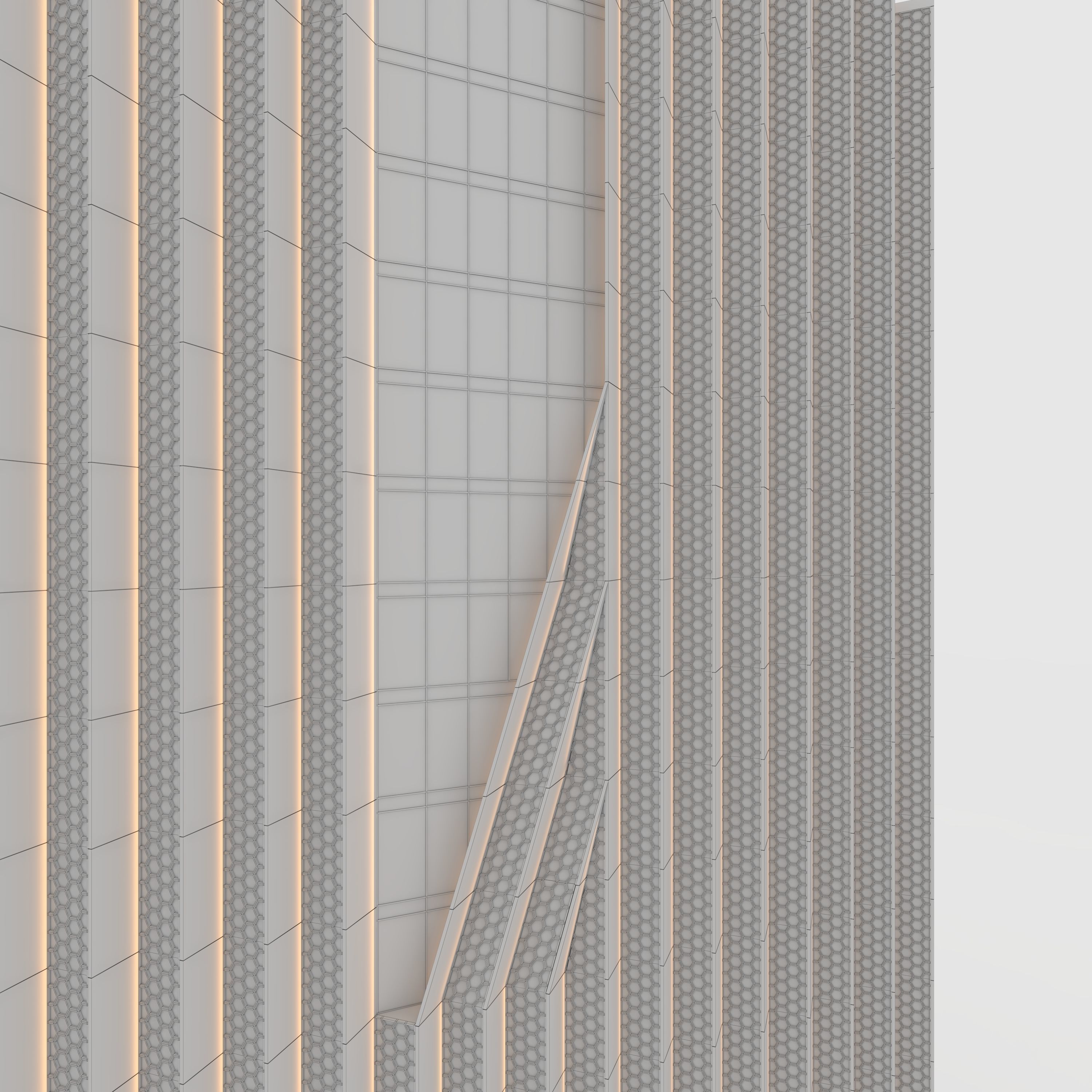 Tower 7 tall building with wooden facade 3D model_29