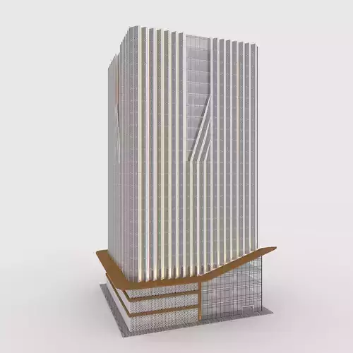 Tower 7 tall building with wooden facade 3D model