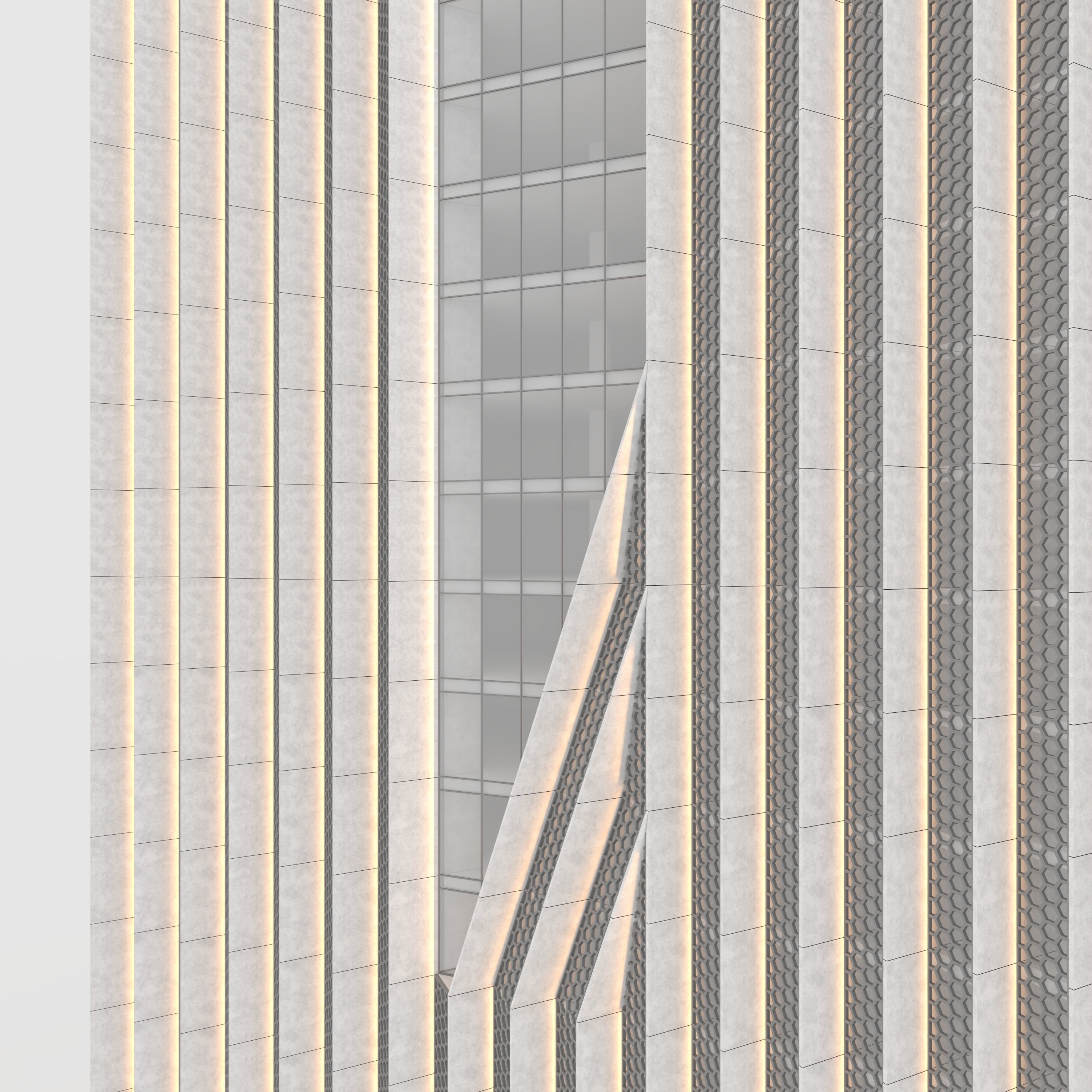Tower 7 tall building with wooden facade 3D model_26