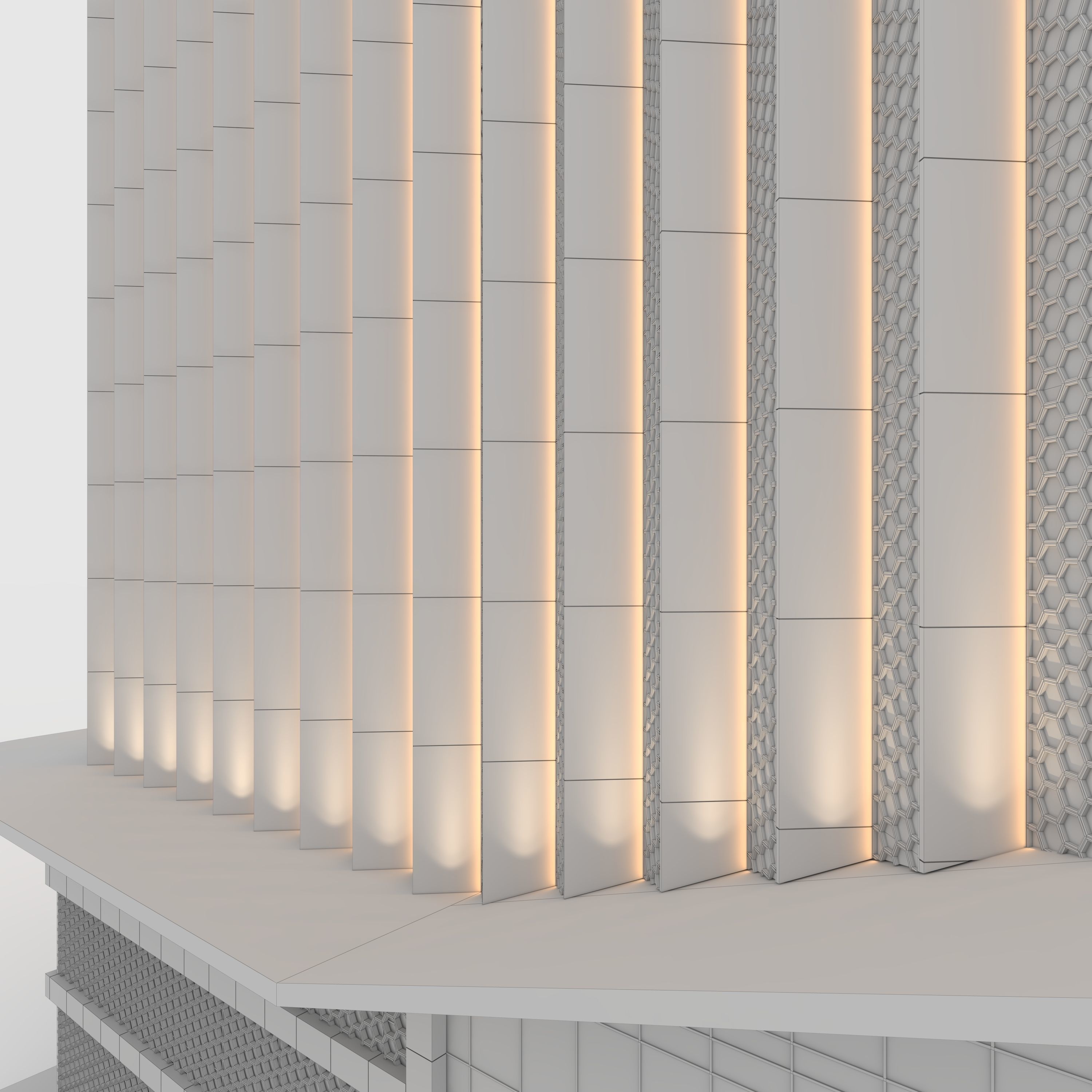 Tower 7 tall building with wooden facade 3D model_23