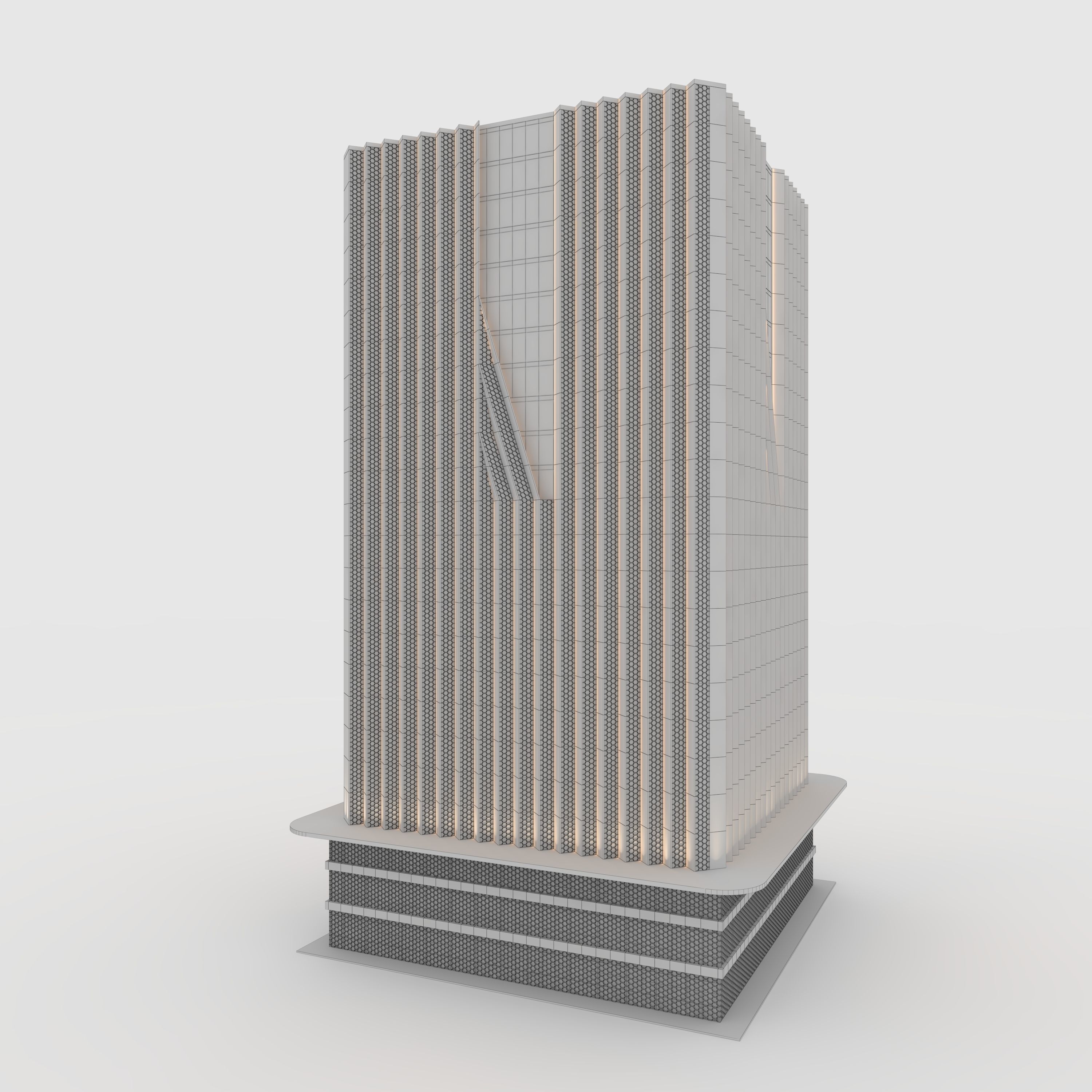 Tower 7 tall building with wooden facade 3D model_11