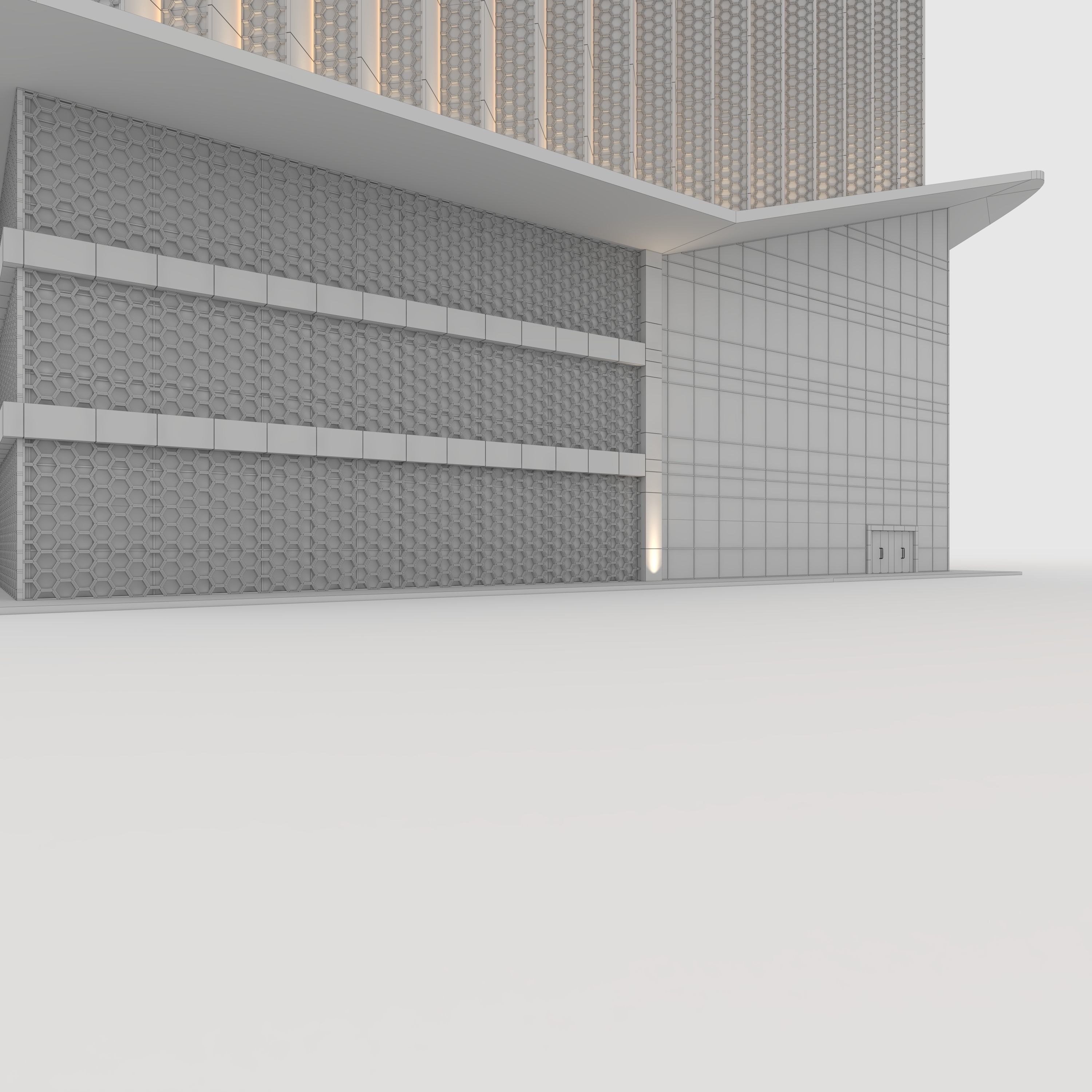 Tower 7 tall building with wooden facade 3D model_17