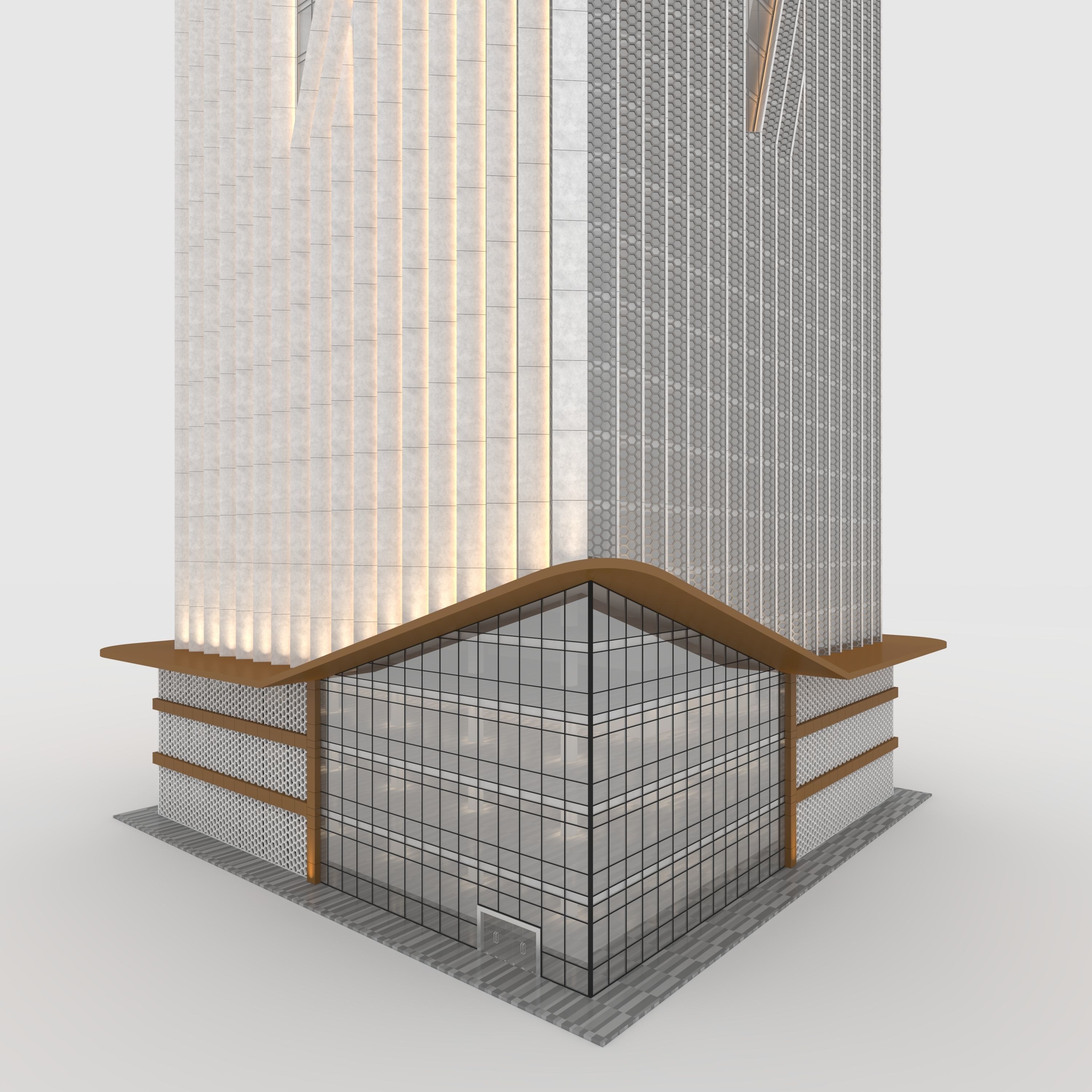 Tower 7 tall building with wooden facade 3D model_20