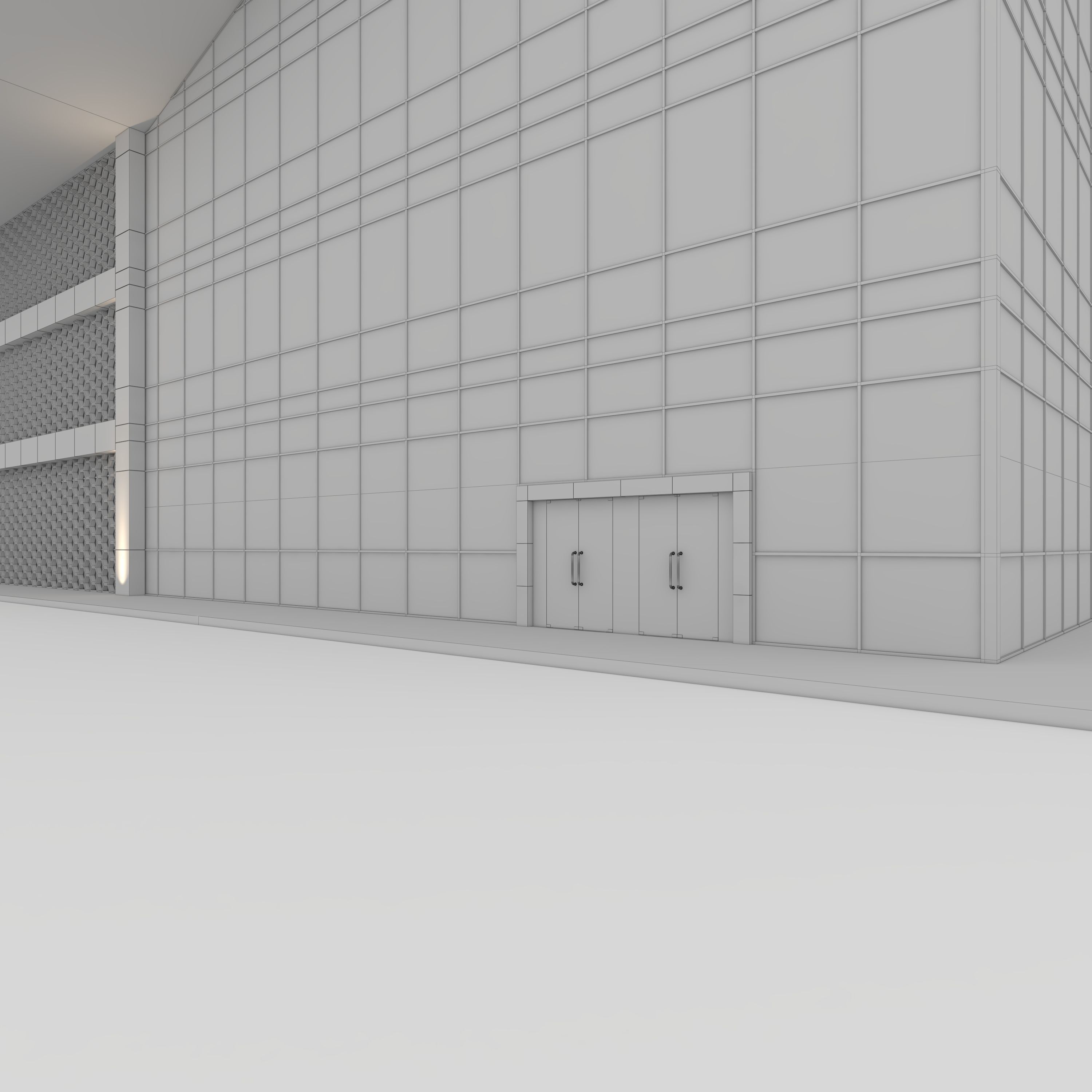 Tower 7 tall building with wooden facade 3D model_19