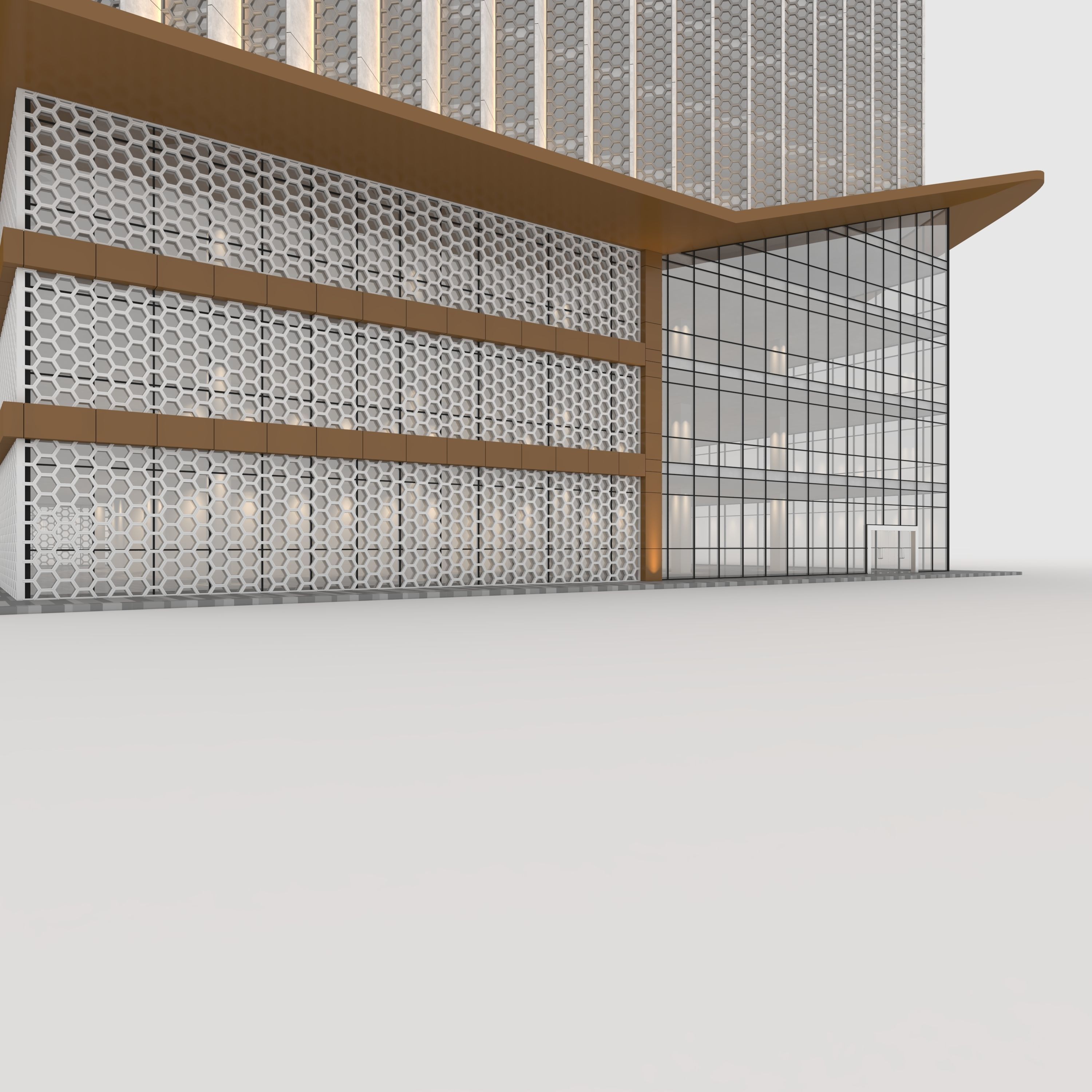 Tower 7 tall building with wooden facade 3D model_16