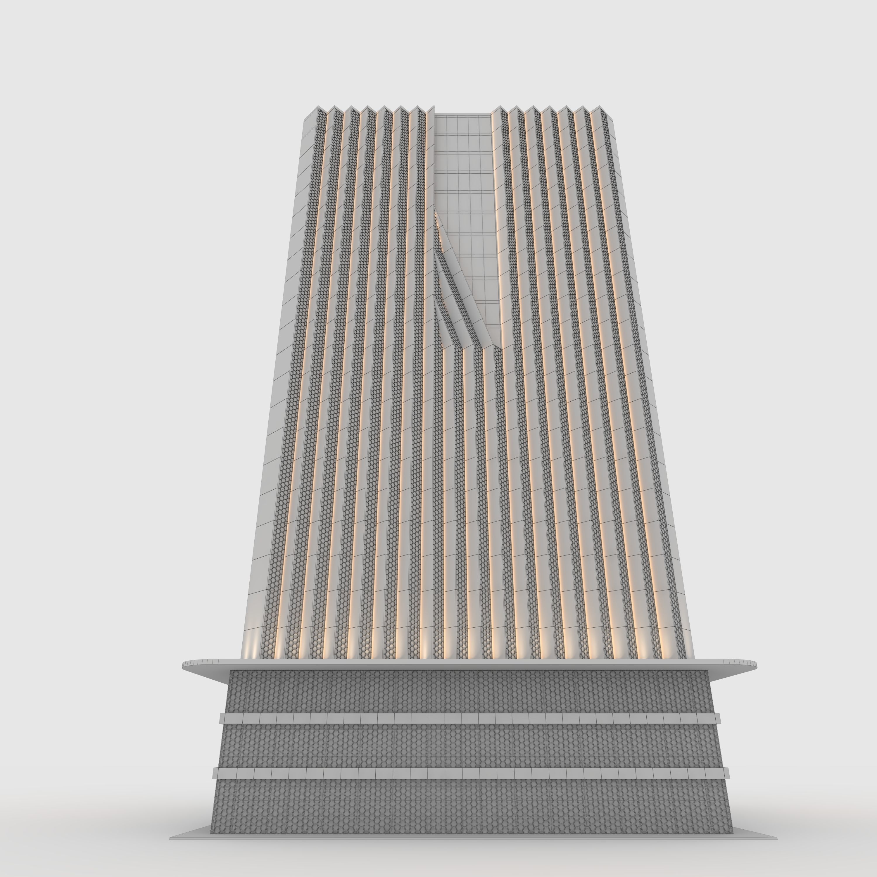 Tower 7 tall building with wooden facade 3D model_15