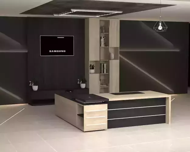 executive desk with cabinet