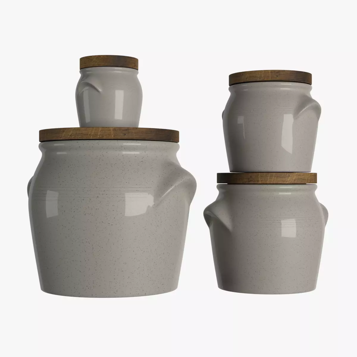 Set of Salt Pots Low-poly 3D model_0