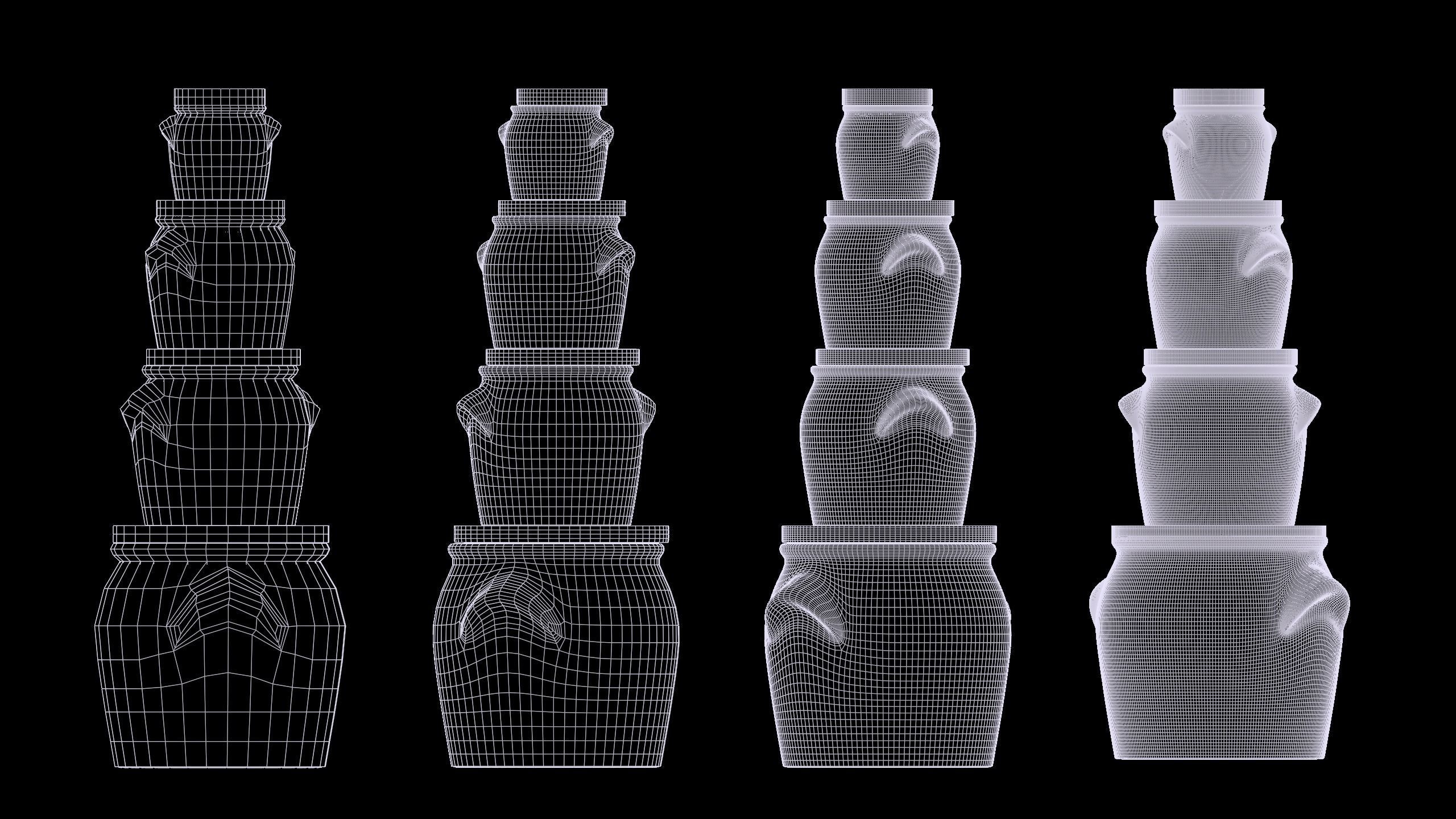 Set of Salt Pots Low-poly 3D model_6