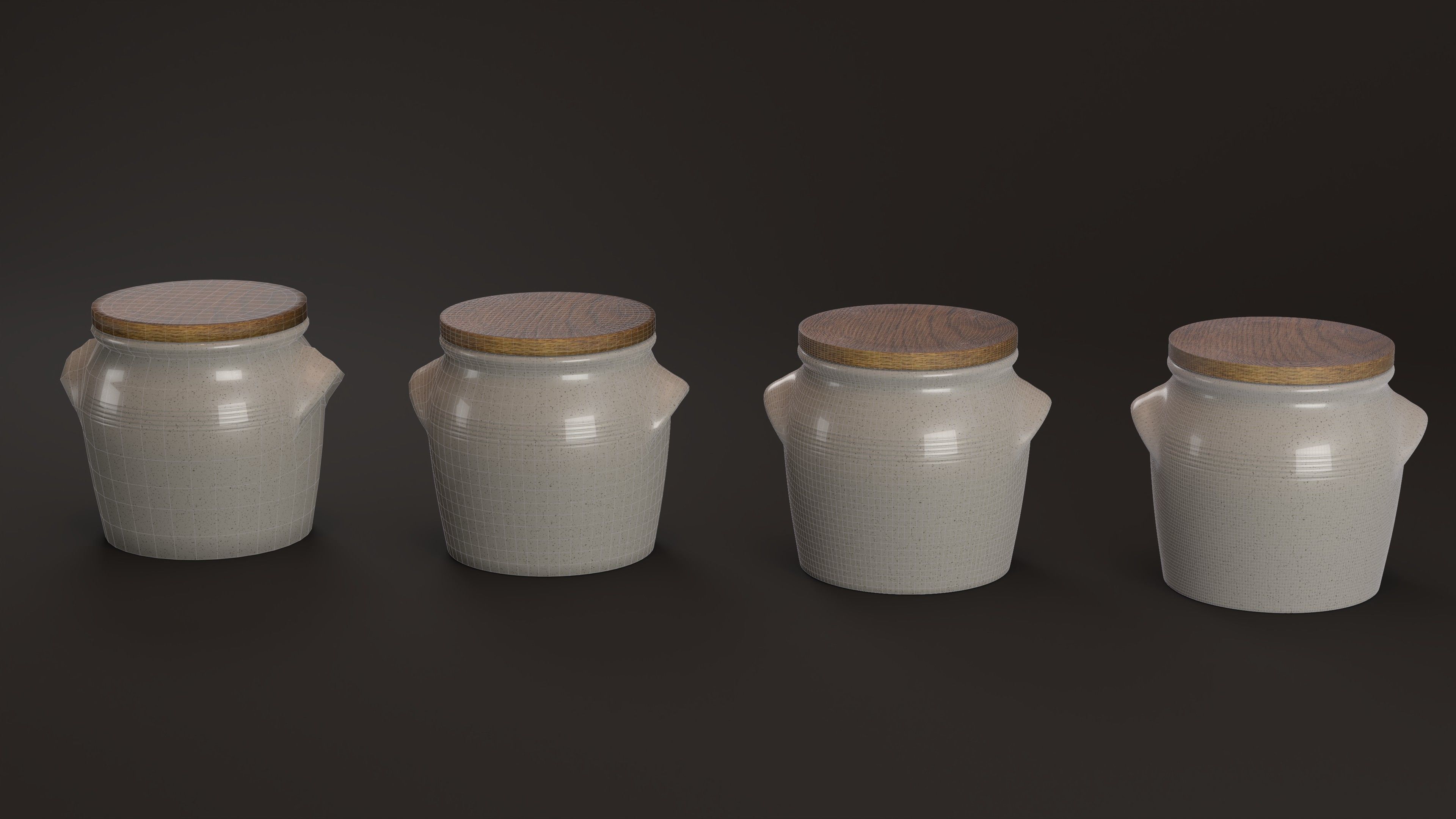 Set of Salt Pots Low-poly 3D model_2