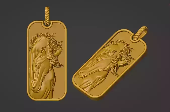Horse Long Rectangle Pendant