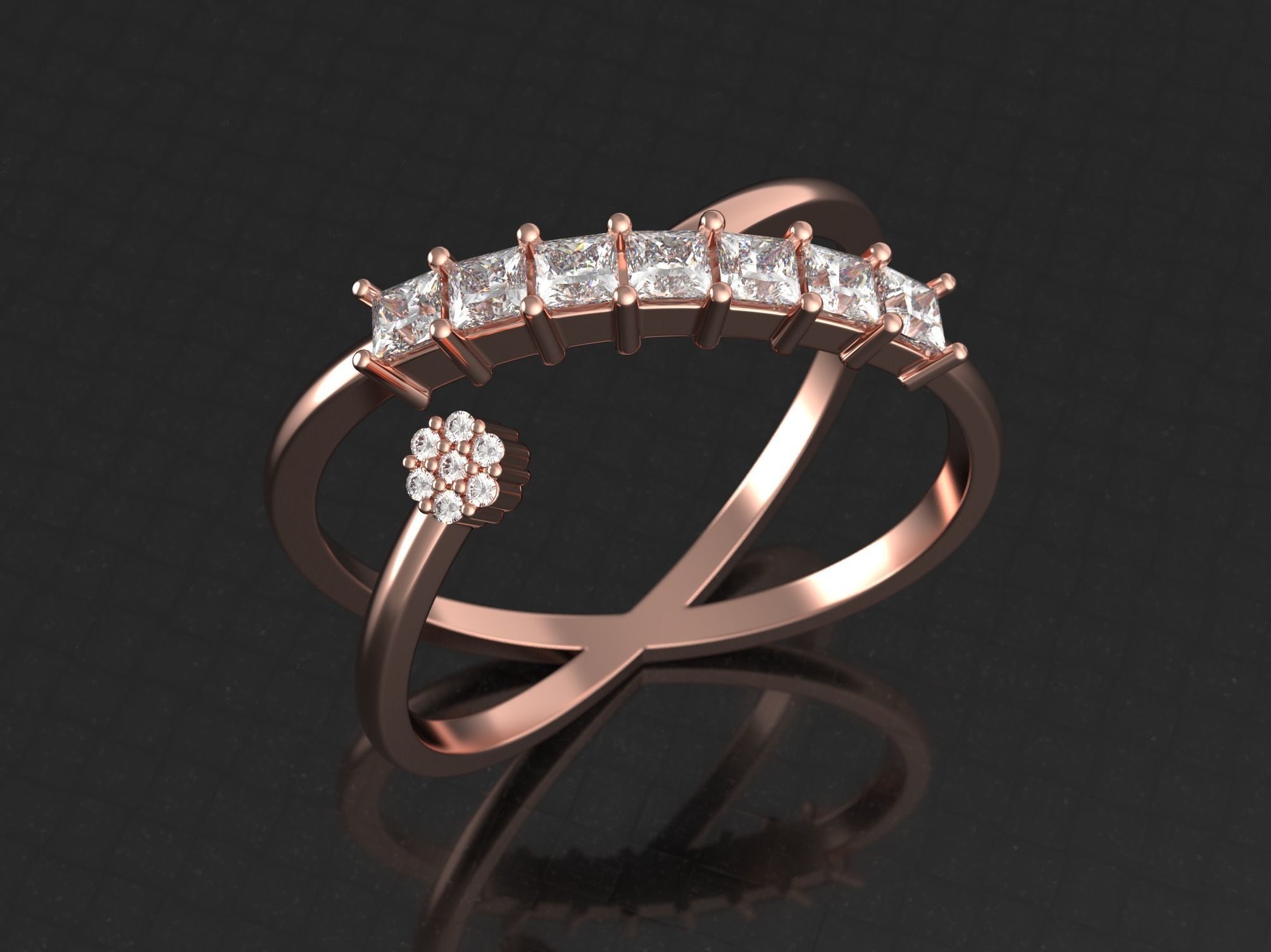 Band with square dimond stones 3D print model_28