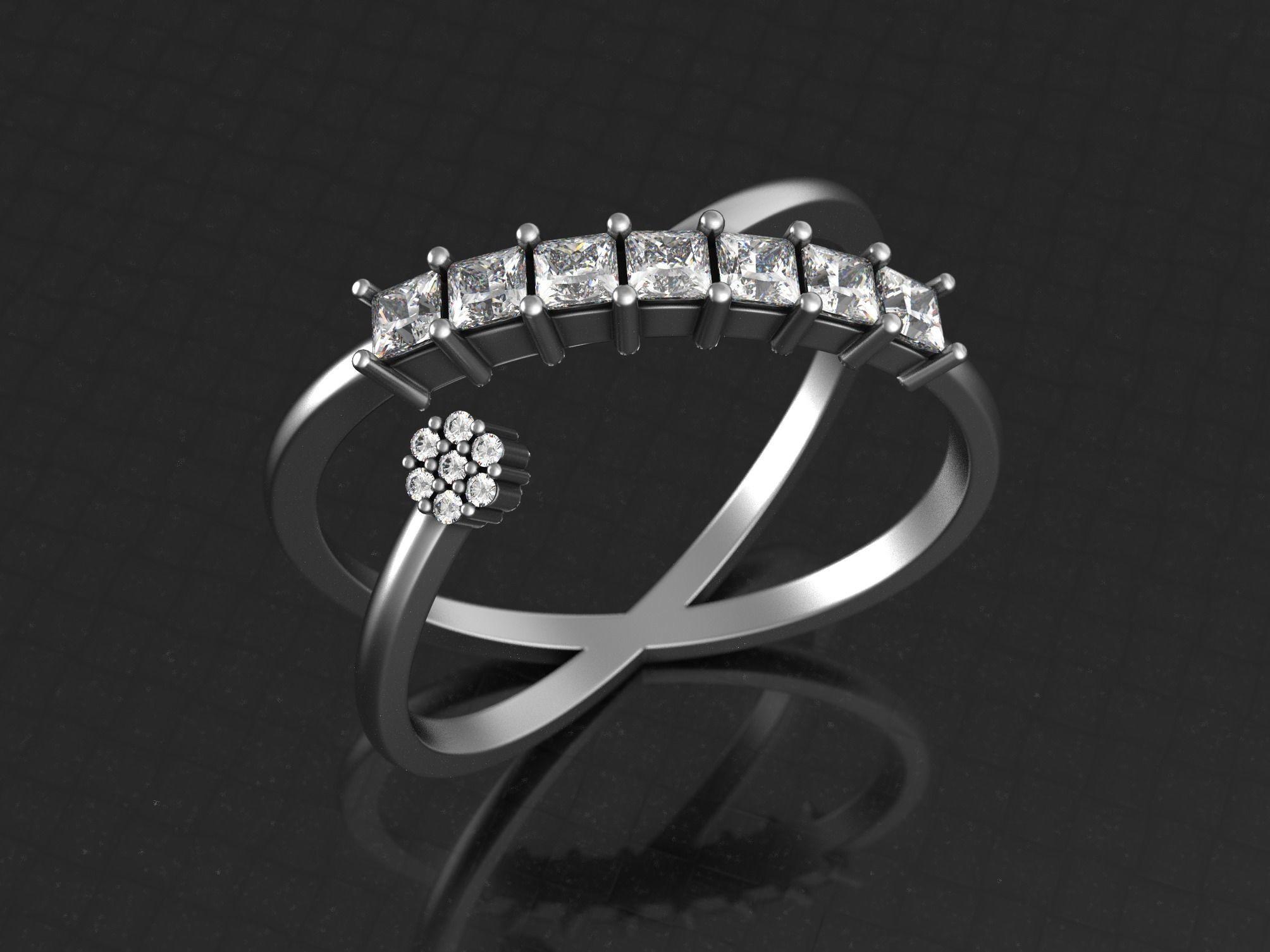 Band with square dimond stones 3D print model_21