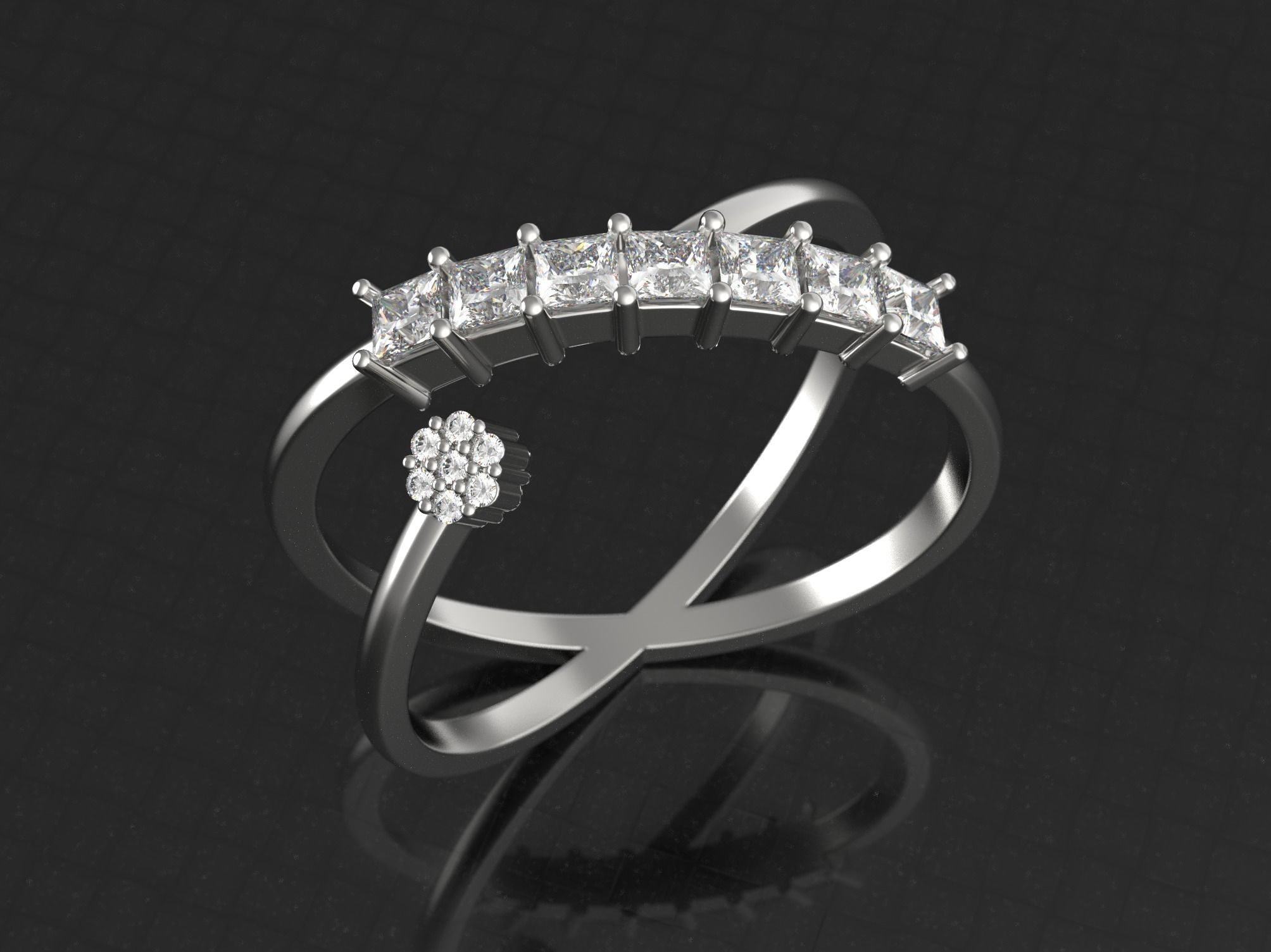 Band with square dimond stones 3D print model_30
