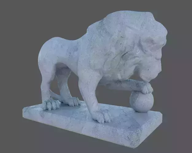 Sculpture-005 statue of lion with ball