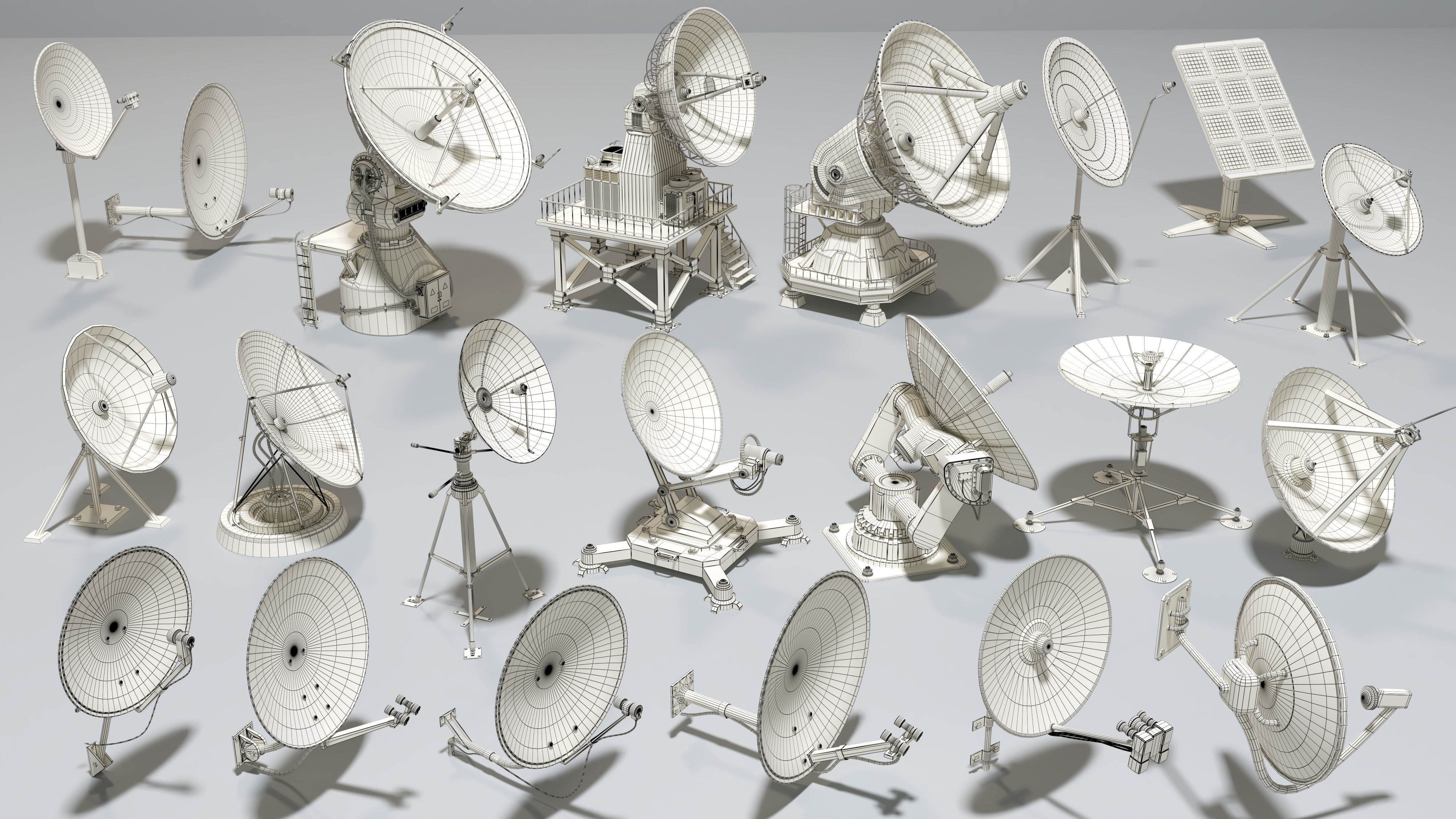 Antennas Collection - 21 pieces Low-poly 3D model_1