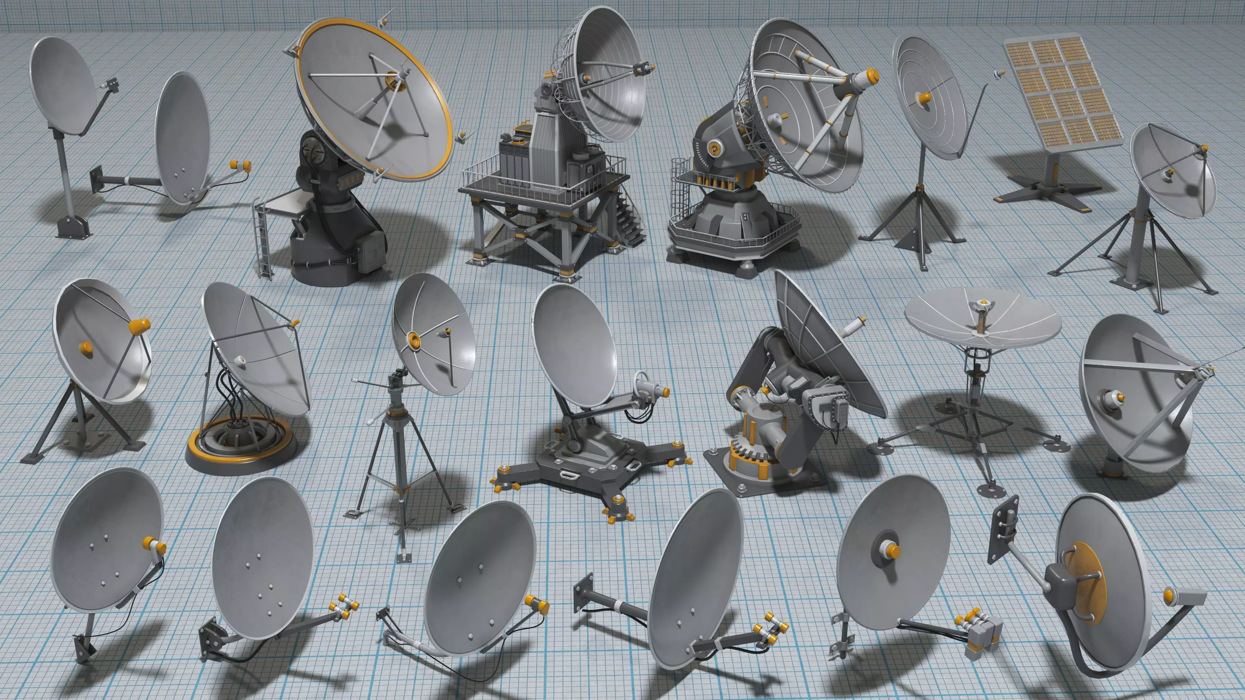 Antennas Collection - 21 pieces Low-poly 3D model_0