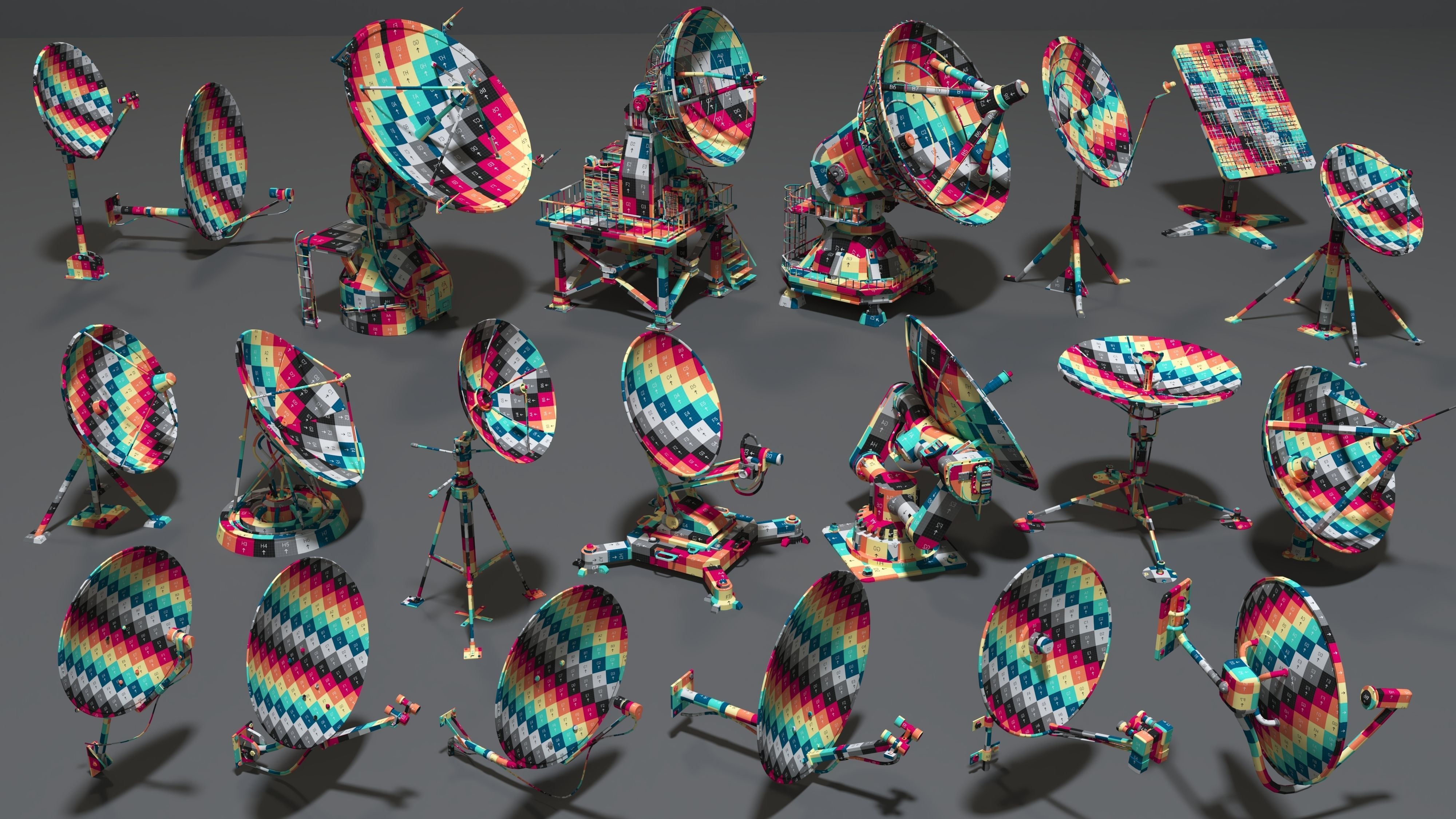 Antennas Collection - 21 pieces Low-poly 3D model_3