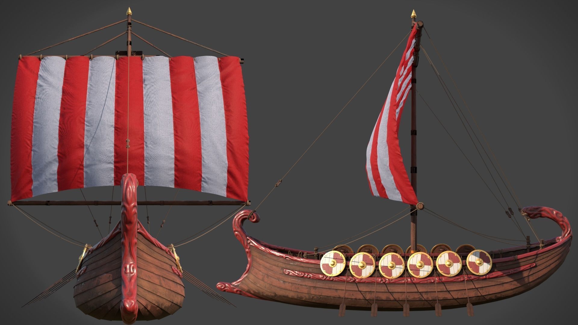 Stylized Roman Ship 3D model_2