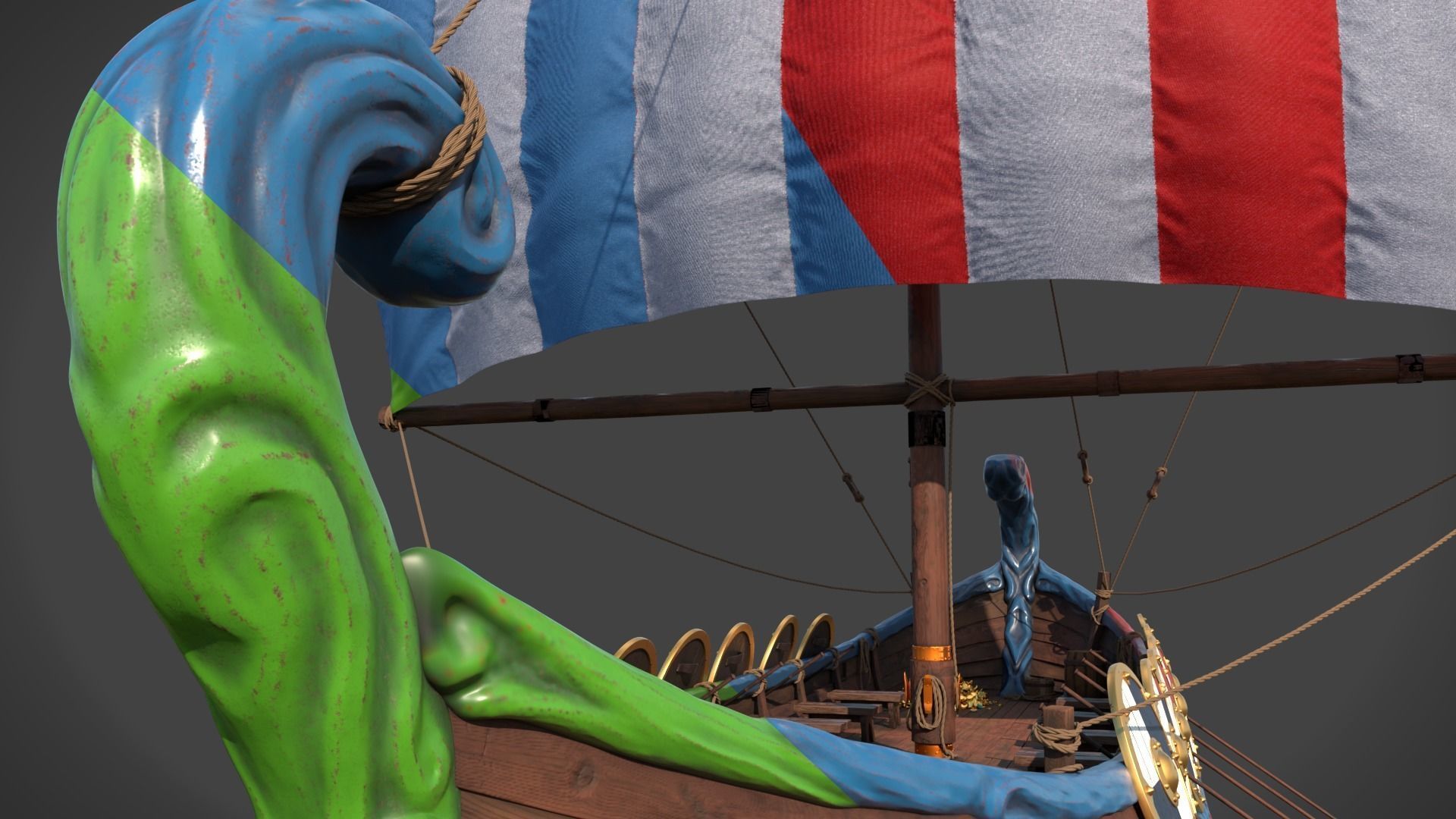 Stylized Roman Ship 3D model_6