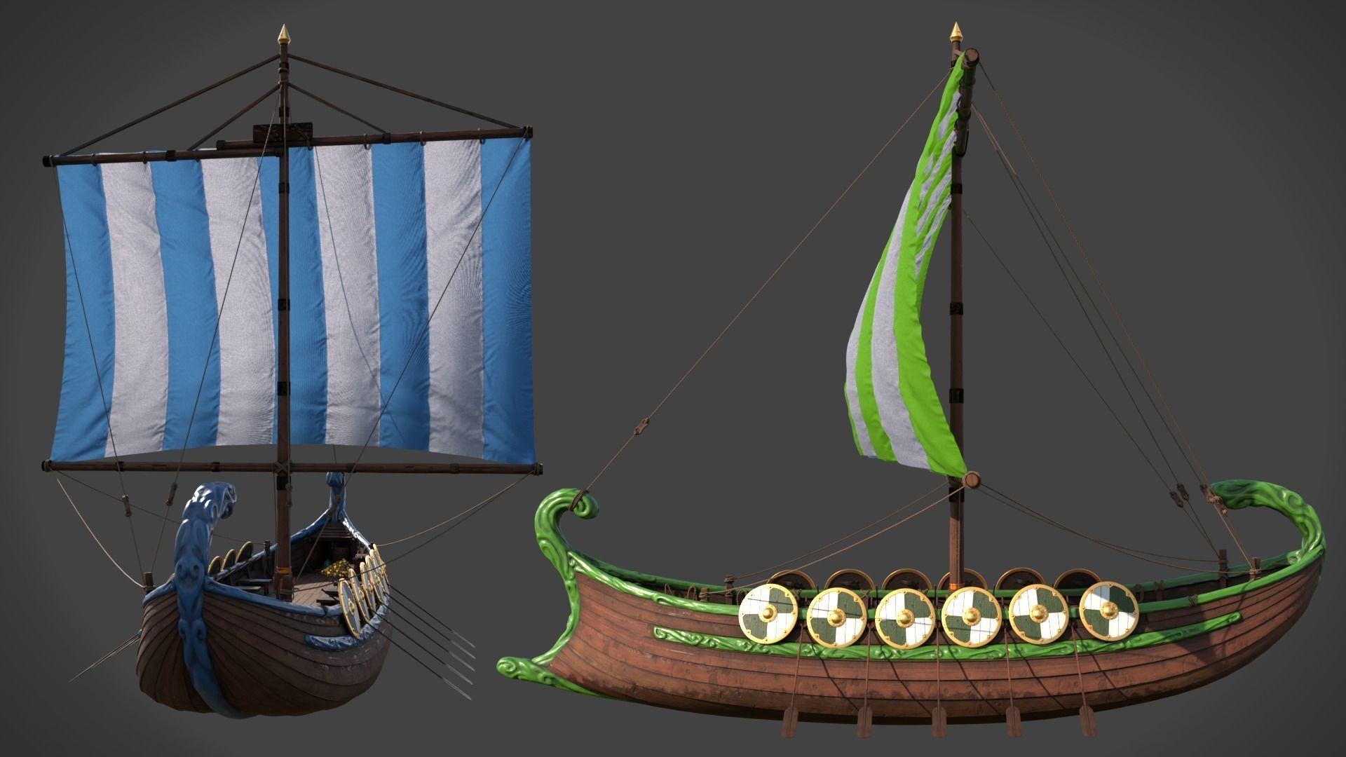 Stylized Roman Ship 3D model_7